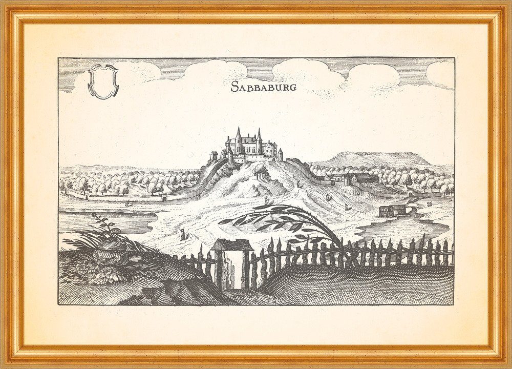 Kunstdruck Sabbaburg Sababurg Zappenburg Dornröschenschloss Sagaland Merian 0081