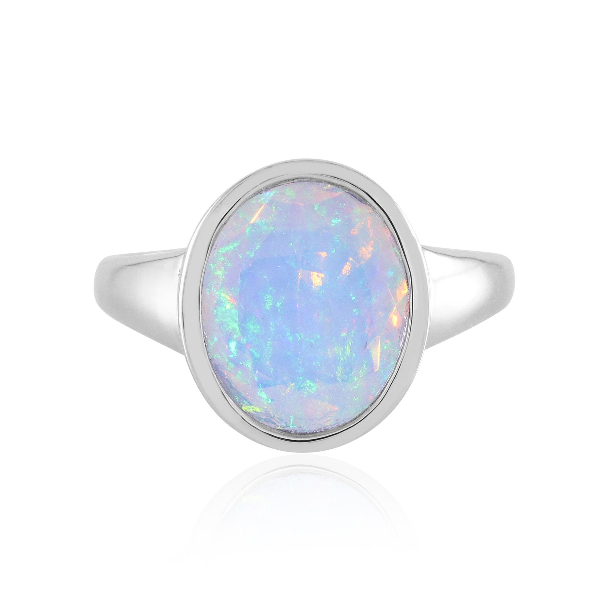 Cavill Solitärring Cavill Welo Opal 2,21 ct Sterling Silber Platinbeschichtet Oval (1-tlg)
