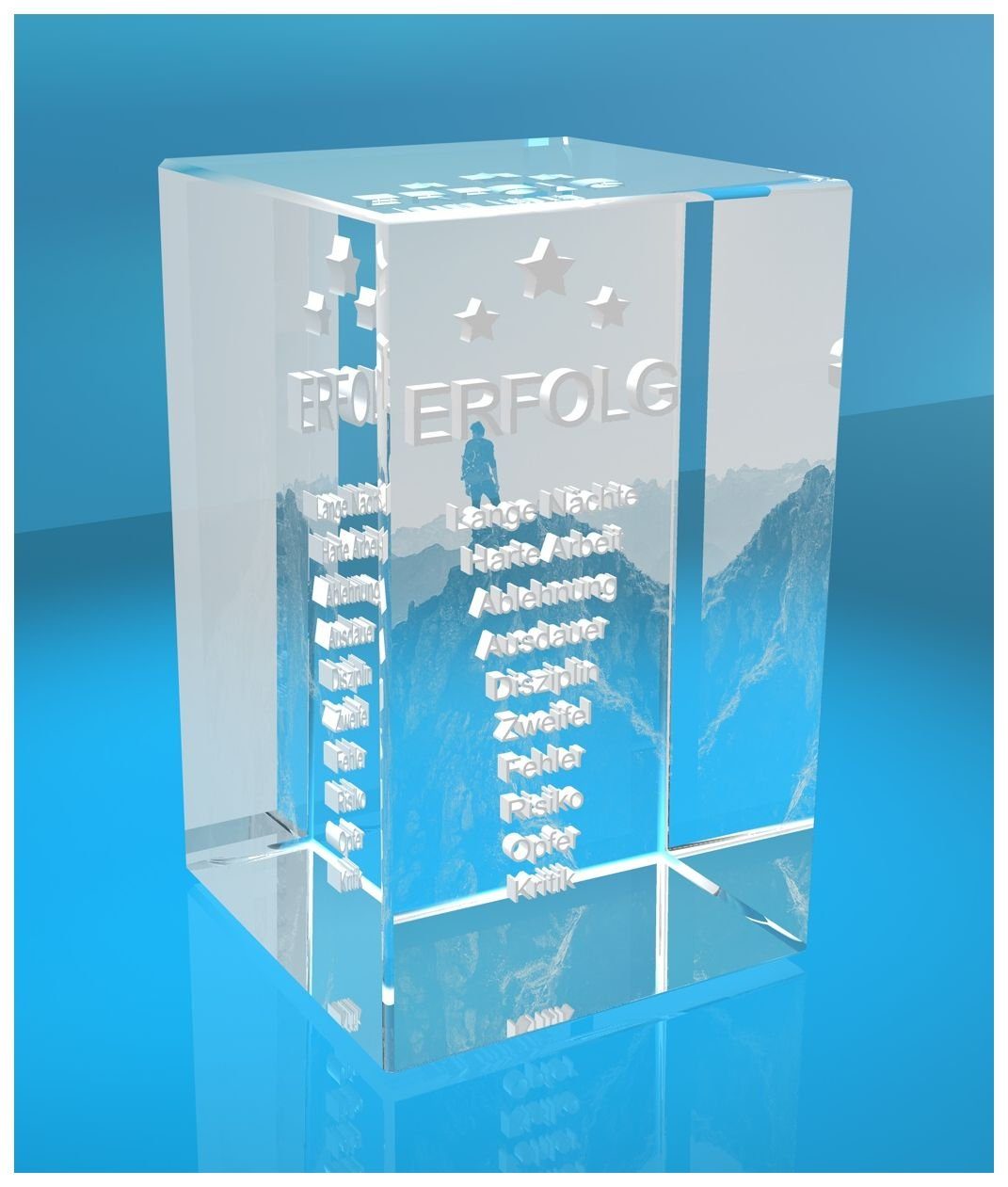 Dekofigur 3D Glasquader Motivationsspruch Weg zum Erfolg Geschenk für, Hoch günstig online kaufen