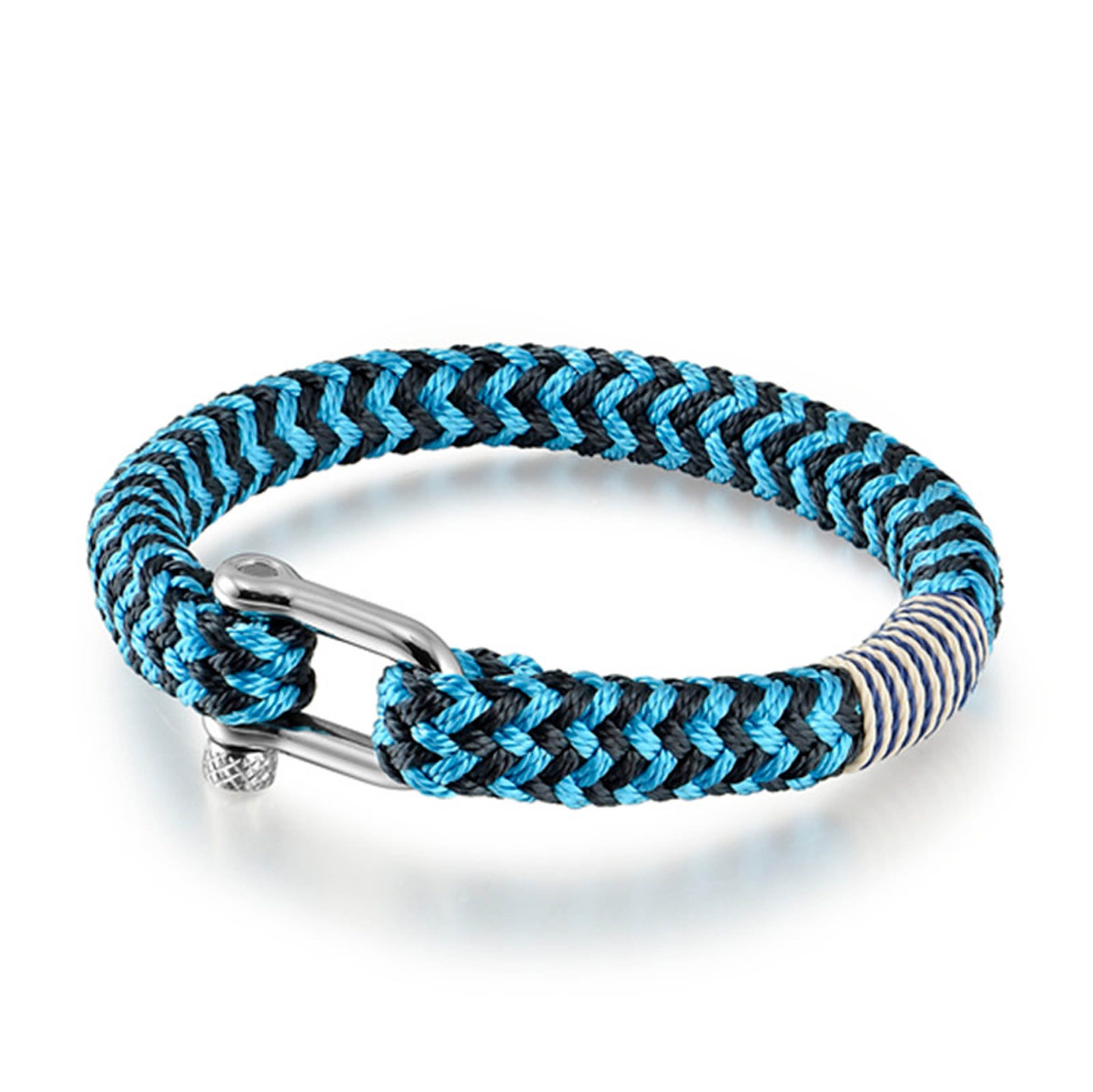 UNIQAL.de Armband Maritime Armband aus Segeltau "OCEAN" nautics, maritime, Schäckel (Edelstahl, Segeltau, Casual Style, handgefertigt) Blue Ocean