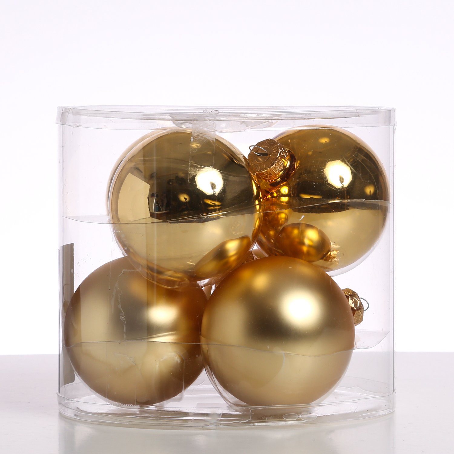 Weihnachtsbaumkugel Christbaumkugeln Weihnachtskugeln Glas 8cm glänzend matt gold 6 Stück
