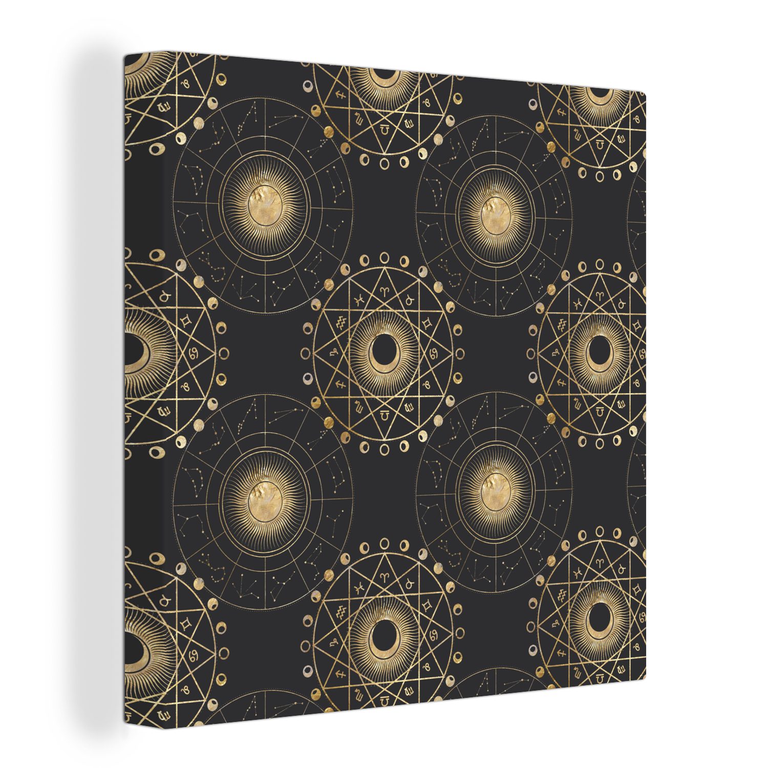 OneMillionCanvasses® Leinwandbild Muster - Spirituell - Gold, (1 St), Leinwand Bilder für Wohnzimmer Schlafzimmer