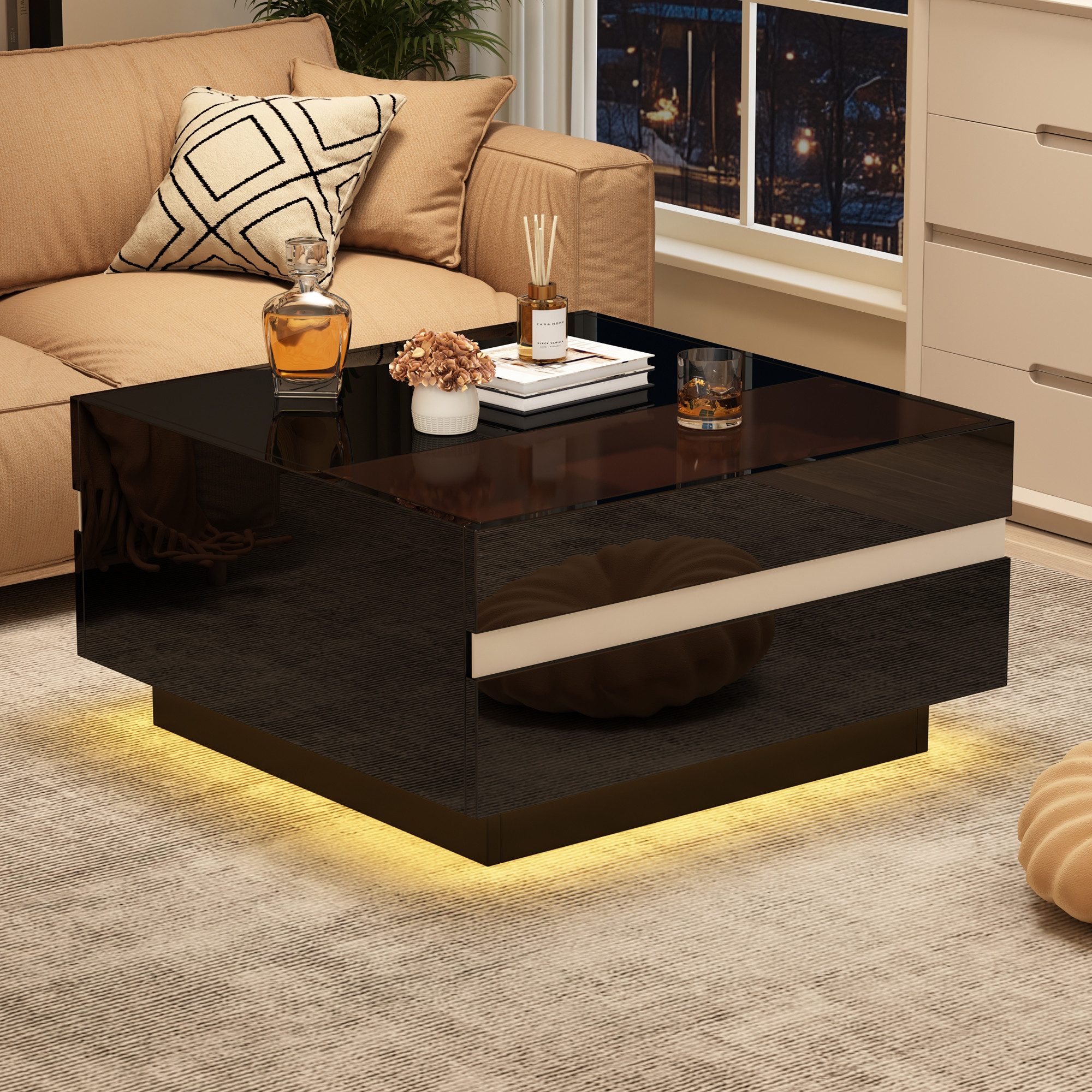 Merax Couchtisch hochglanz Sofatisch Beistelltisch mit günstig online kaufen