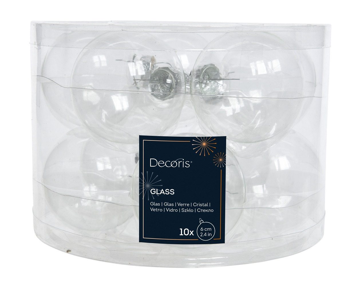 Kaemingk Weihnachtsbaumkugel Weihnachtskugeln Glas Glanz D.6cm transparent/klar 10 Stück
