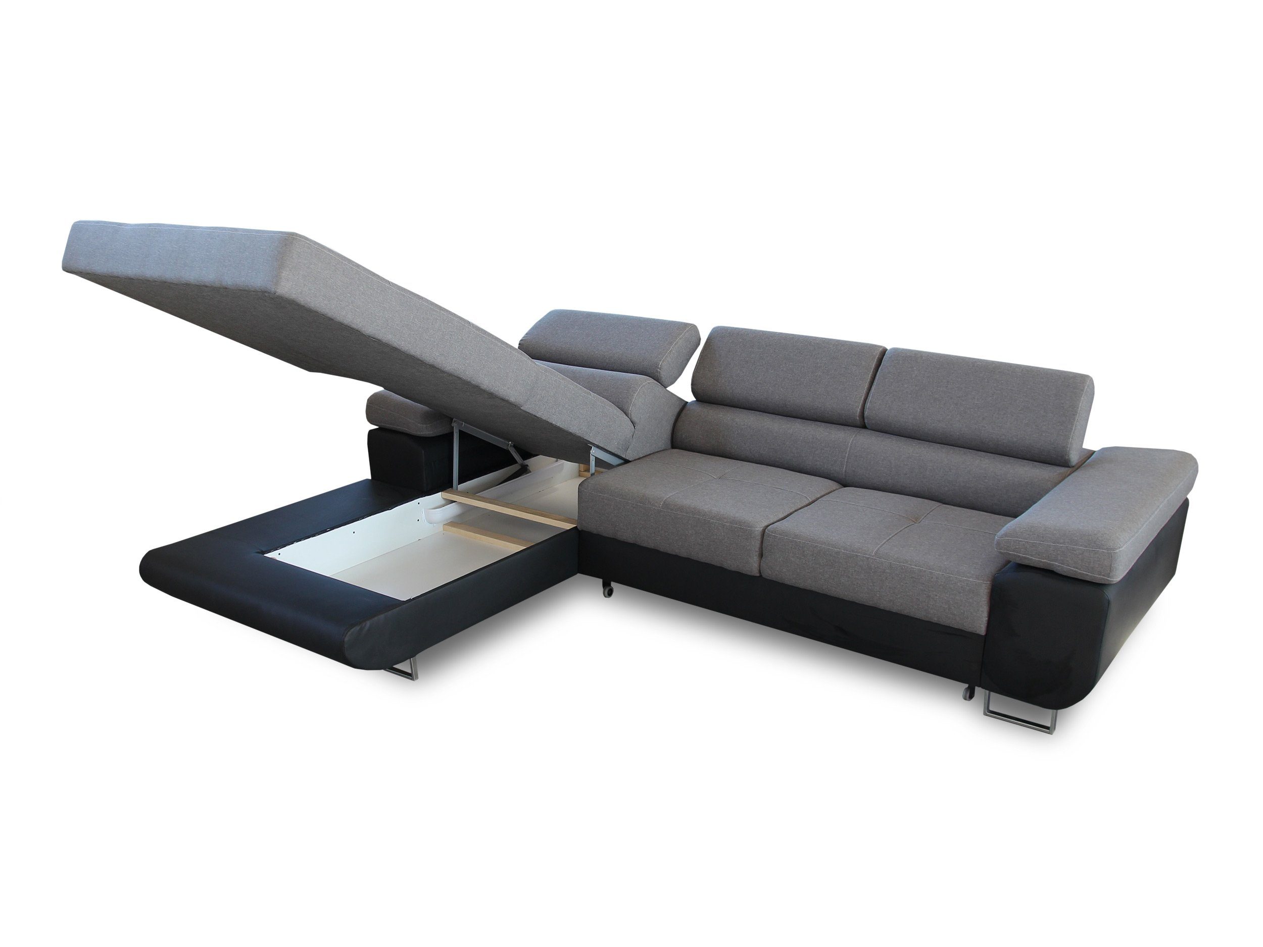 Sofnet Ecksofa Divo, mit Schlaffunktion und Bettkasten, Schlafsofa mit einstellbare Kopfstützen - Wohnlandschaft