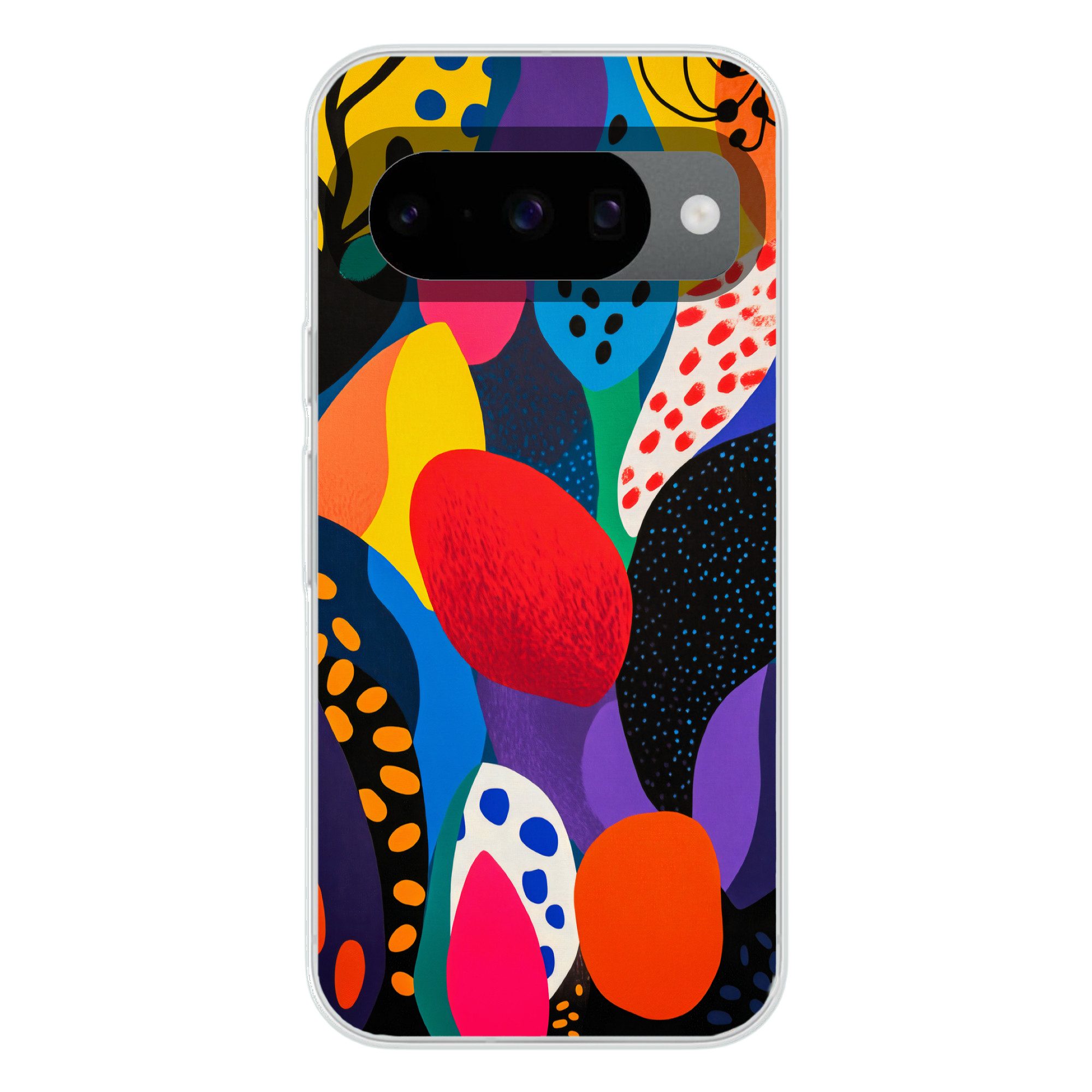 MuchoWow Handyhülle für Google Pixel 10 Pro Blumen - Blätter - Abstrakt - Rot, Handy Case, Silikon, Bumper Case Dünn