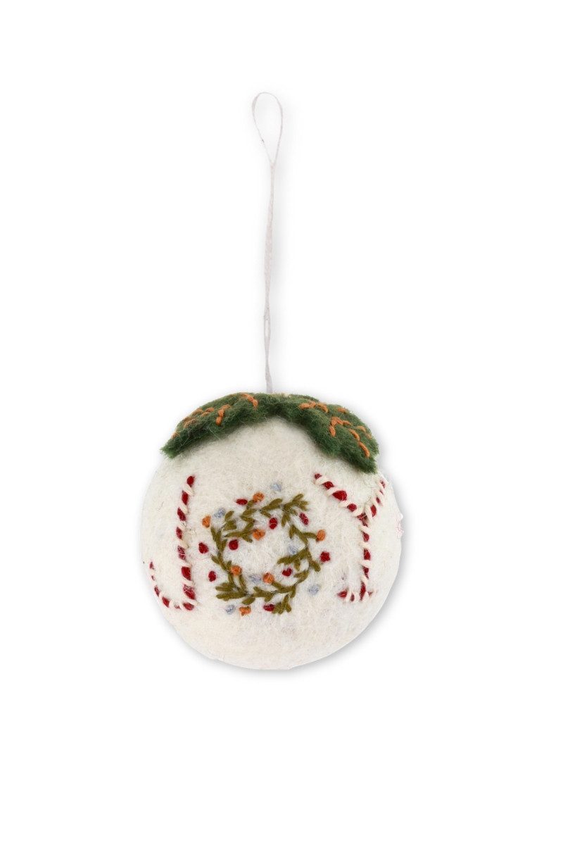 Gry & Sif Hängedekoration Filzanhänger - WEIHNACHTSKUGEL JOY - weiß