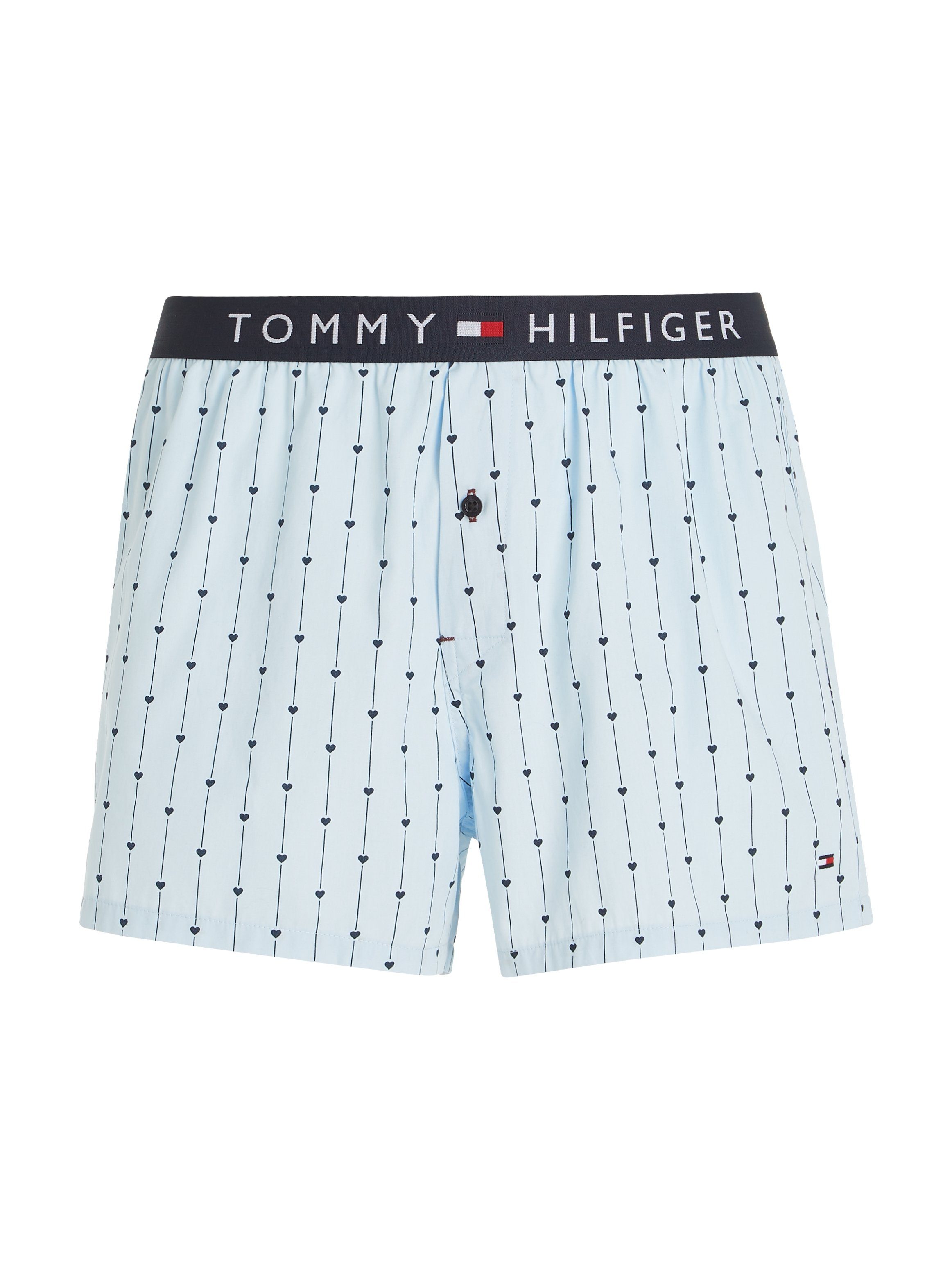Underwear Boxershorts WOVEN PRINT mit Tommy Logo-Elastikbund BOXER Hilfiger hellblau