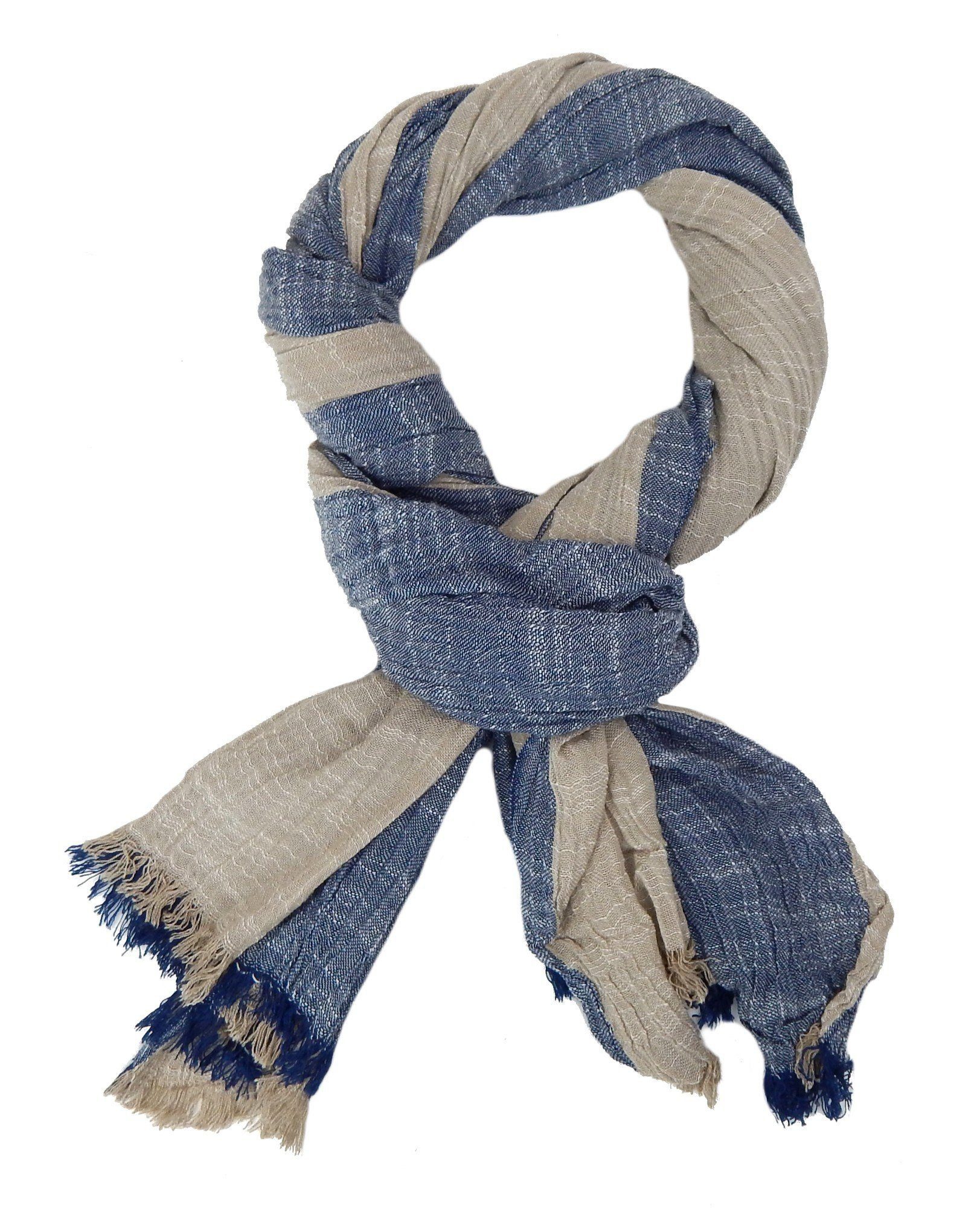 Ella Jonte Modeschal, leichter breiter Herrenschal aus Baumwolle in Leinen-Optik