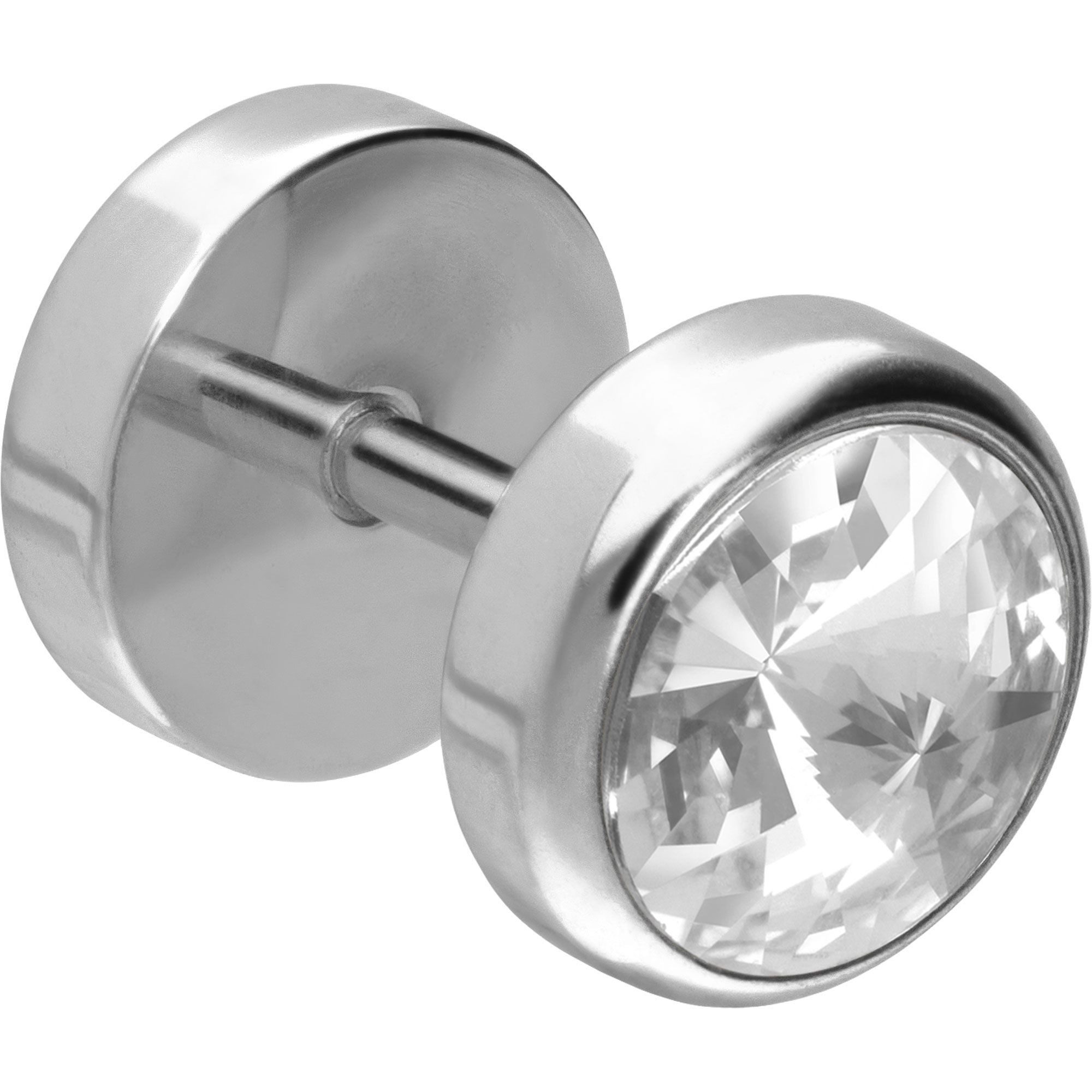 PIERCINGLINE Fake-Ear-Plug Chirurgenstahl Fake Plug GROSSER KRISTALL (Fake Plugs, 1-tlg)