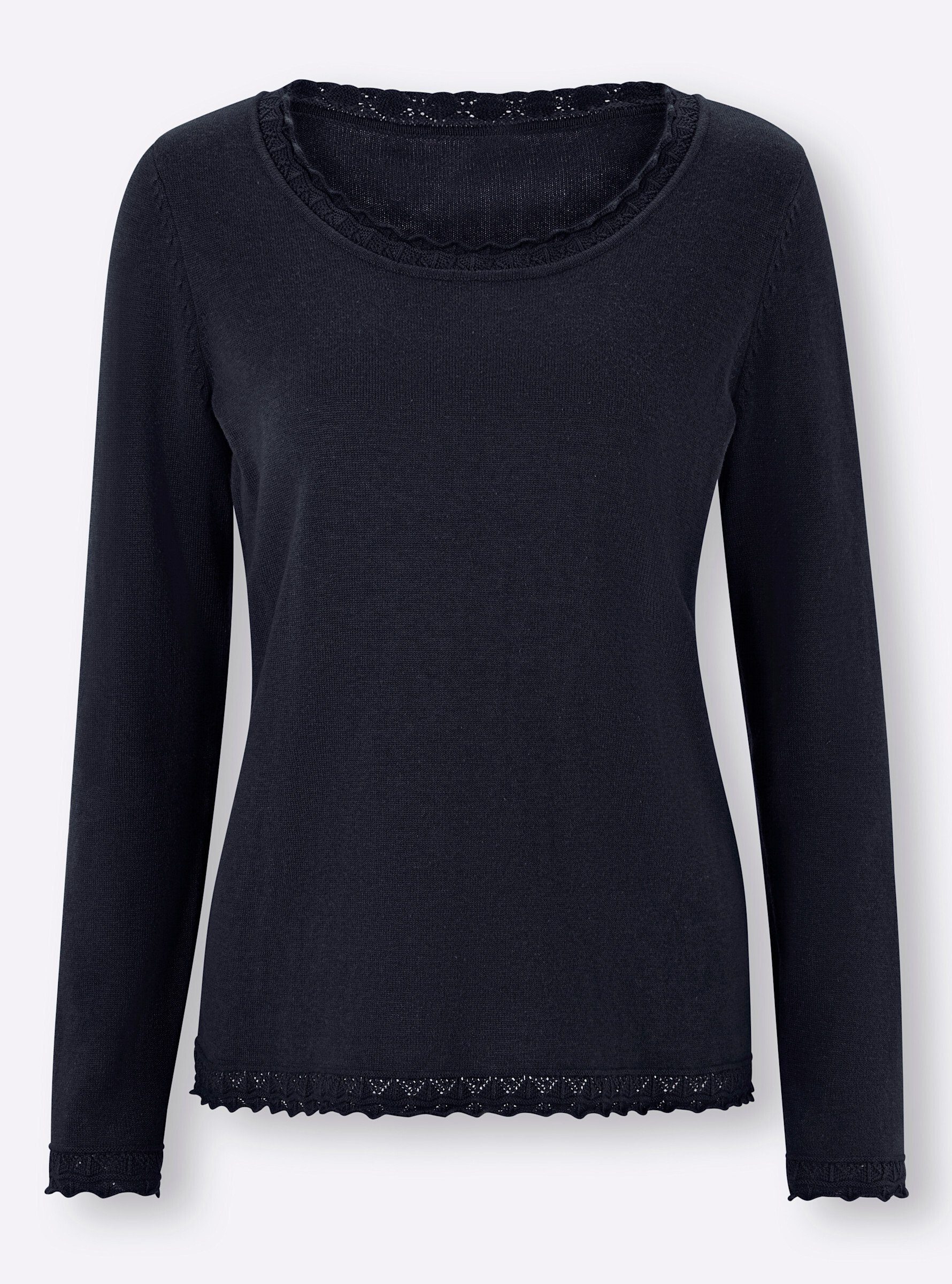 heine Strickpullover Pullover Langarm Feinstrick, Ajour