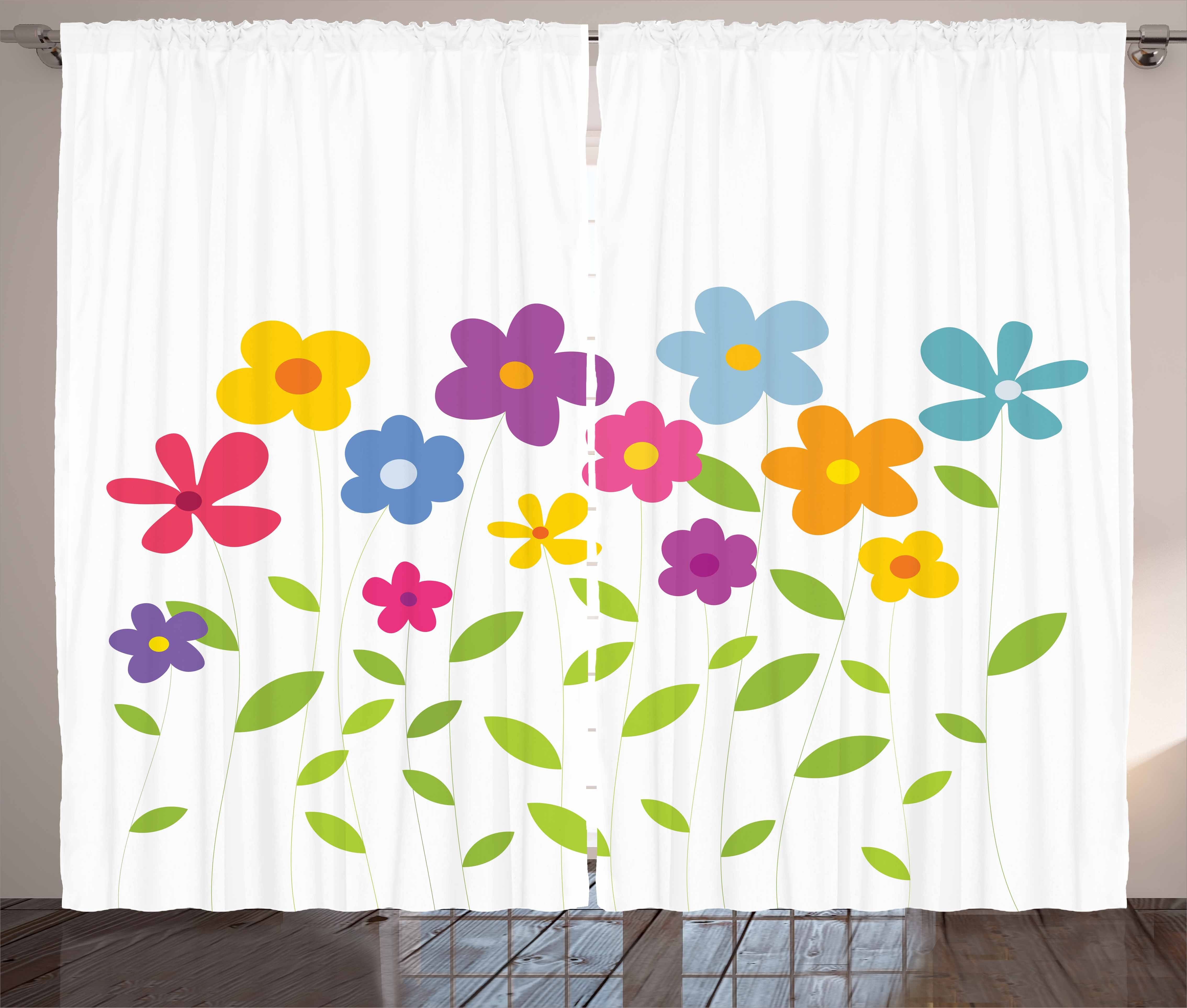 Gardine Schlafzimmer Kräuselband Vorhang mit Schlaufen und Haken, Abakuhaus, Green Flower Buntes Laub