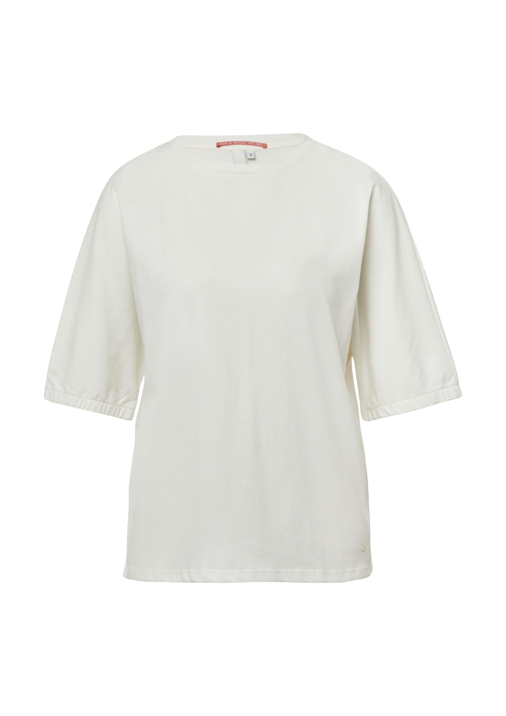 QS Kurzarmshirt T-Shirt Loose Fit T-Shirt mit Gummibund an den Ärmeln günstig online kaufen