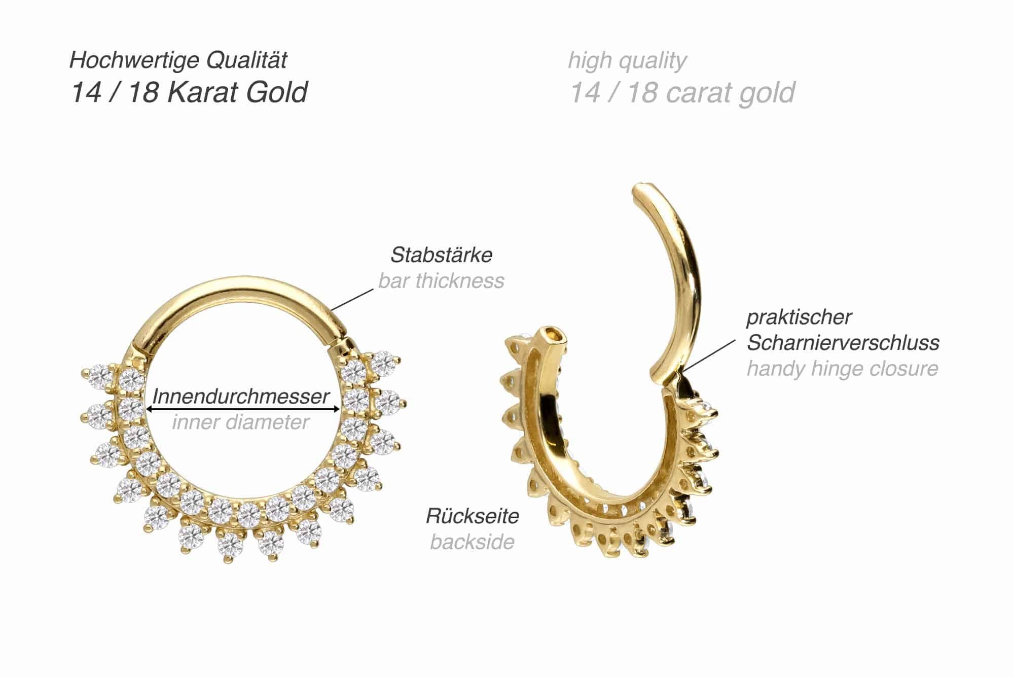 PIERCINGLINE Piercing-Set 14/18 Karat Gold Segmentring günstig online kaufen