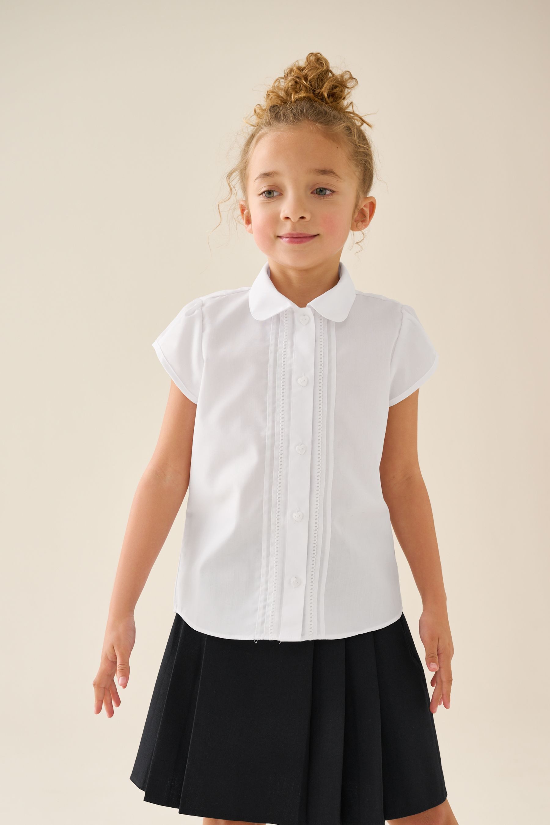 Langarmbluse Bluse mit Puffärmeln und Spitzendetails
