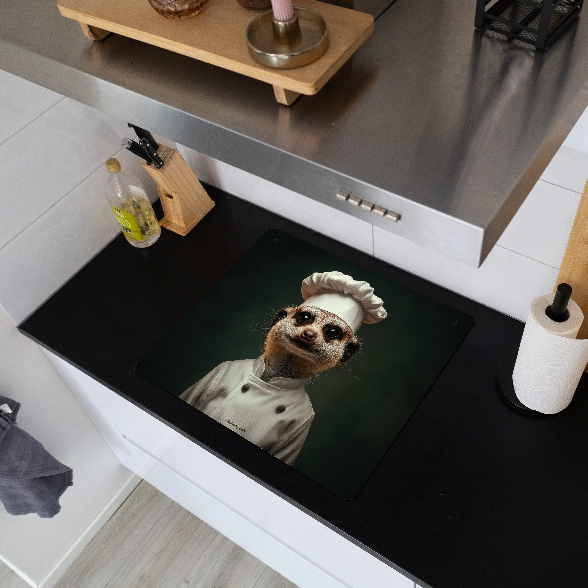 KitchenYeah Küchenrückwand Tier - Koch - Erdmännchen, (1-tlg), Küche Herdab günstig online kaufen