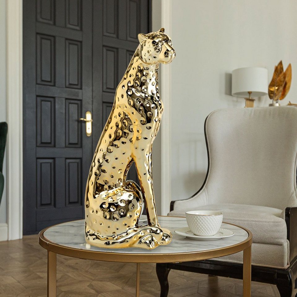 etc-shop dekofigur, gepard figur dekoration statue keramik dolomit