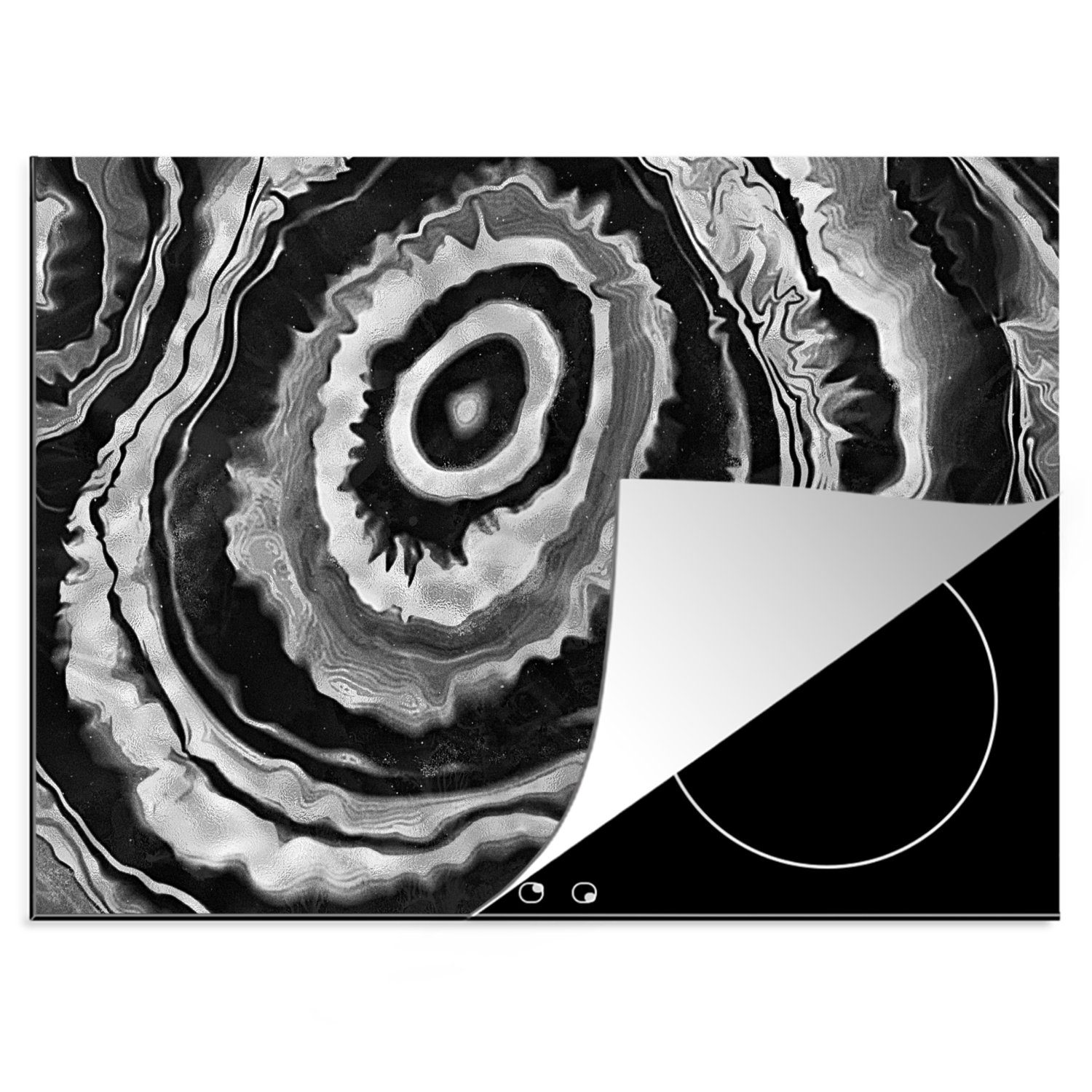 MuchoWow (1 Arbeitsfläche Ceranfeldabdeckung nutzbar, Vinyl, 70x52 Herdblende-/Abdeckplatte Mobile Marmor Muster, - - tlg), cm, Grau