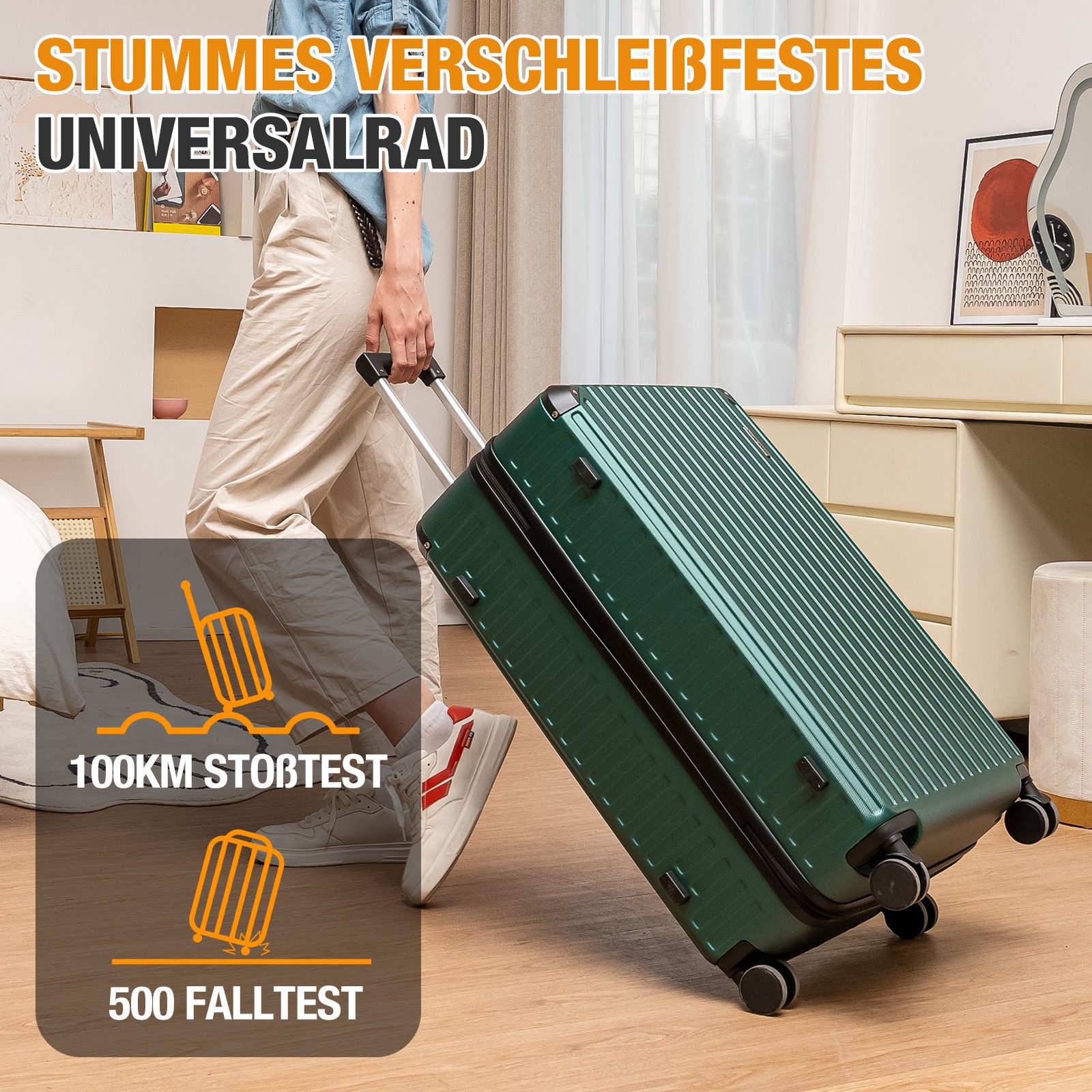 VALLSERO Trolleyset LG2 Hartschalen-Koffer set (S,M,L,XL) Rollkoffer, Reisekoffer, (Hartschalen Trolley 6-teiliges-set), Handgepäck 4 Rollen, ABS-Material, TSA Zollschloss, 6-teiliges Set