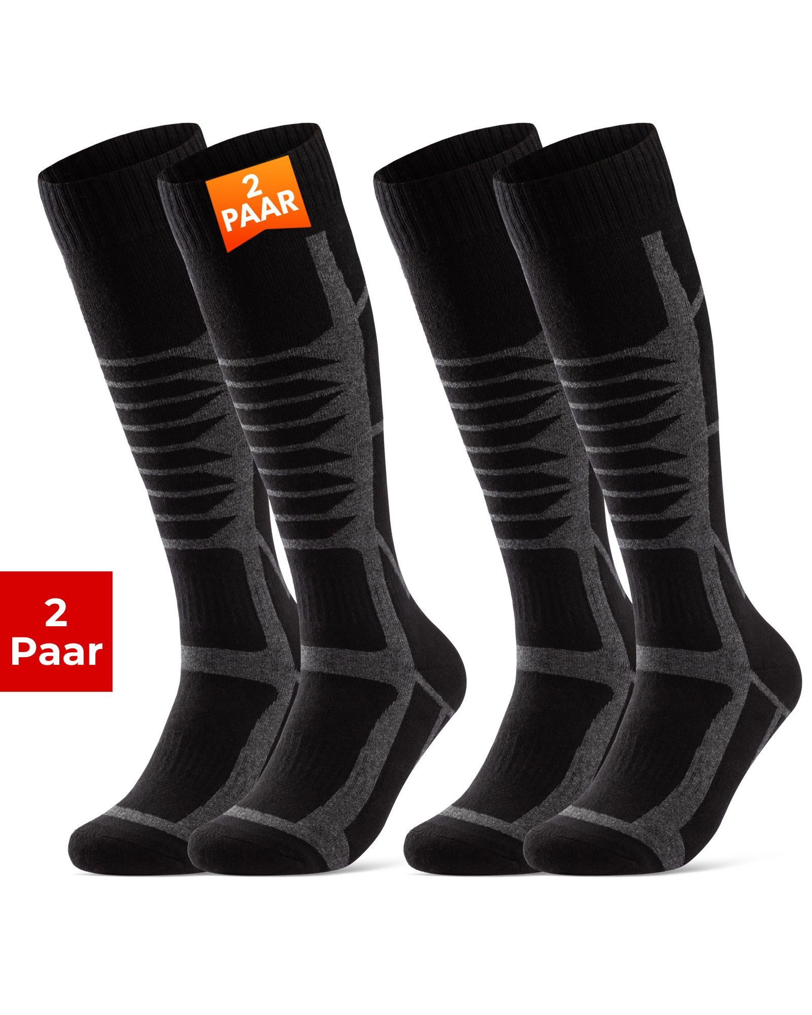 sockenkauf24 Skisocken Ski Strümpfe Herren & Damen Ski Socken lang Atmungsaktiv (2-Paar)