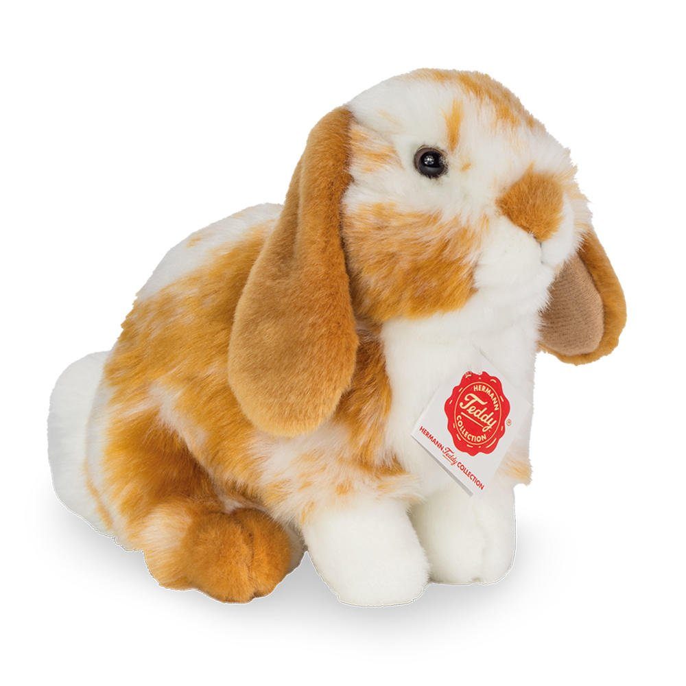 Teddy Hermann® Kuscheltier Hase Sitzend Hellbraun / Weiß Gescheckt