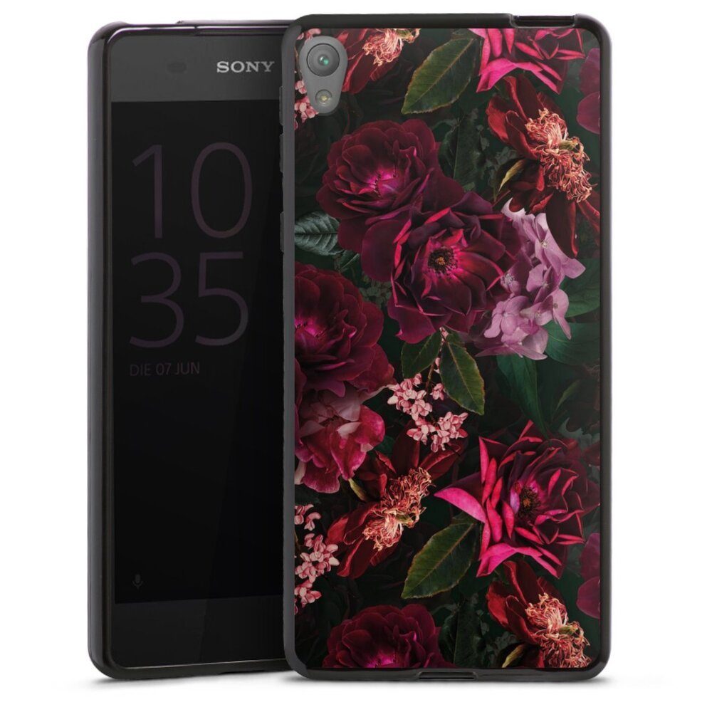 DeinDesign Handyhülle Rose Blumen Blume Dark Red and Pink Flowers, Sony Xperia E5 Silikon Hülle Bumper Case Handy Schutzhülle