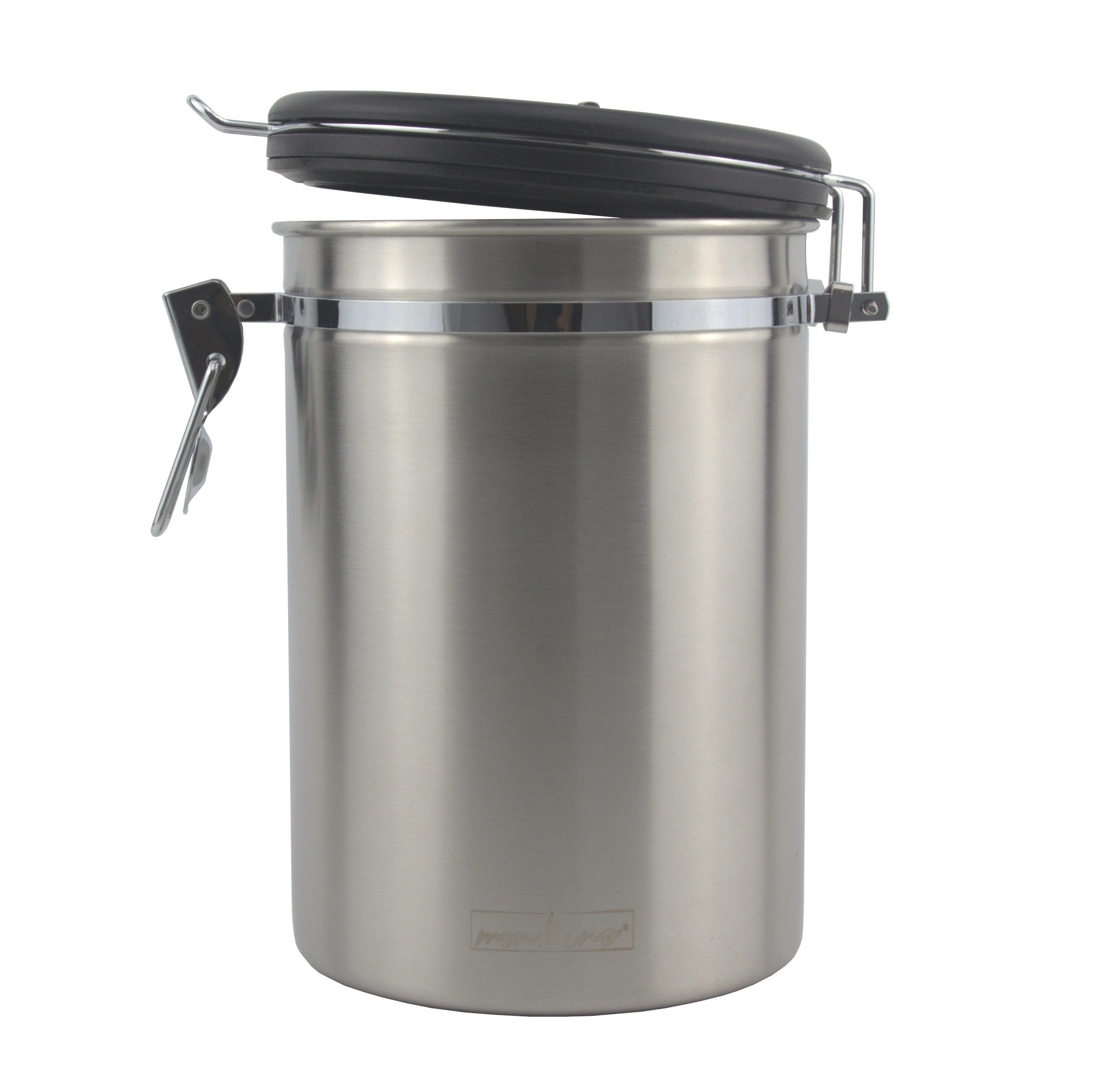 monkano Aufbewahrungsbox Kaffeedose Vorratsdose Aroma-Ventil 2,0L Edelstahl mattiert Monkano