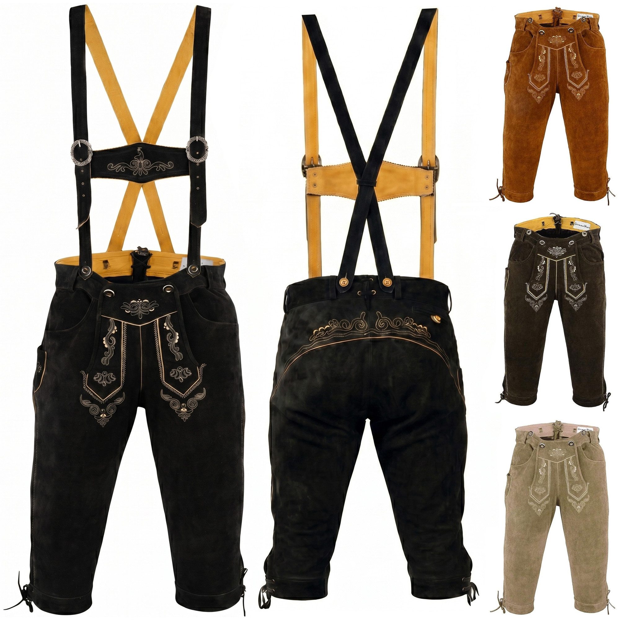 German Wear Trachtenlederhose GW822 Kniebundhose trachtenhose Trachten Lederhose mit Hosenträger