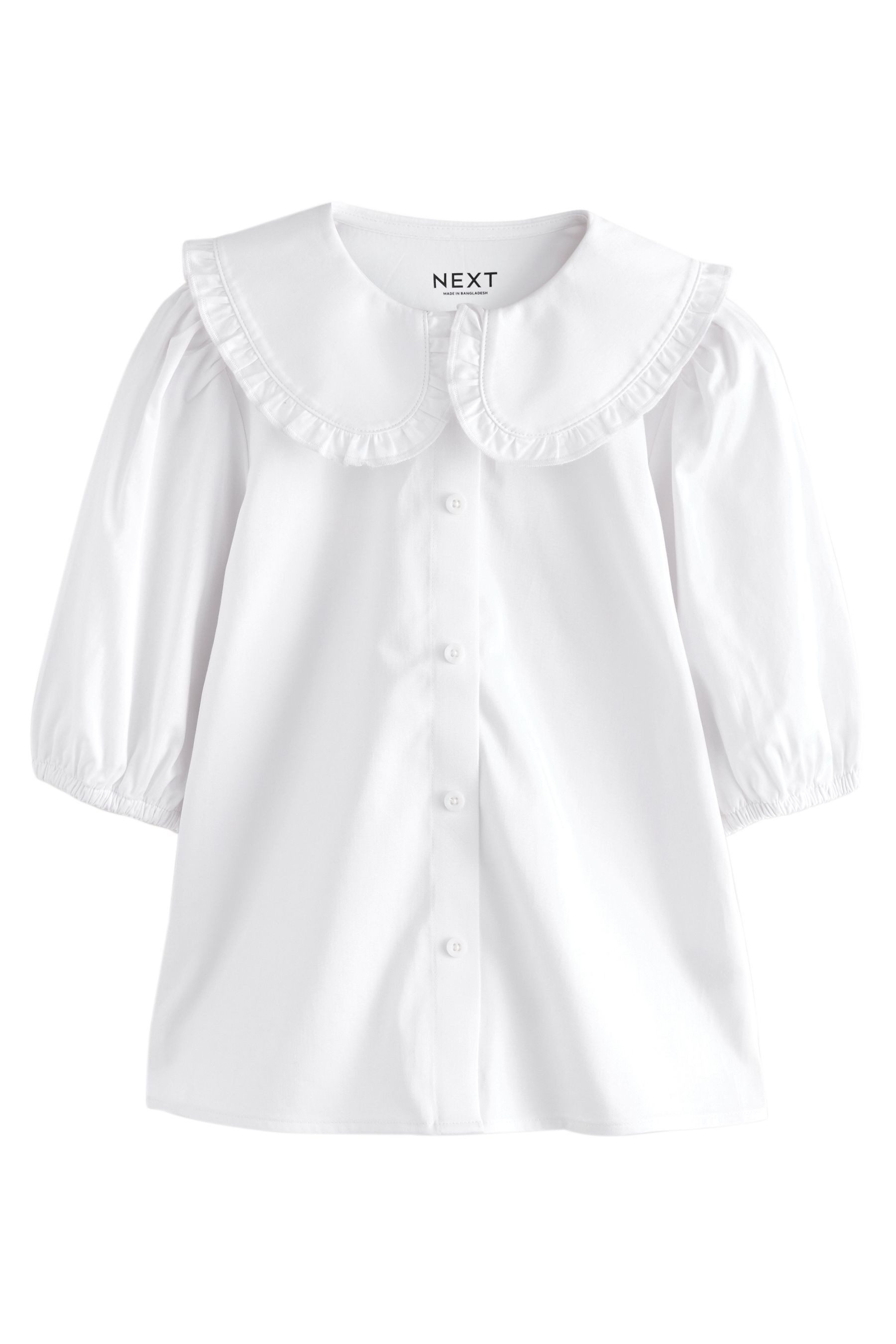 Shirtbluse Bluse mit Rüschenkragen, Klettverschluss