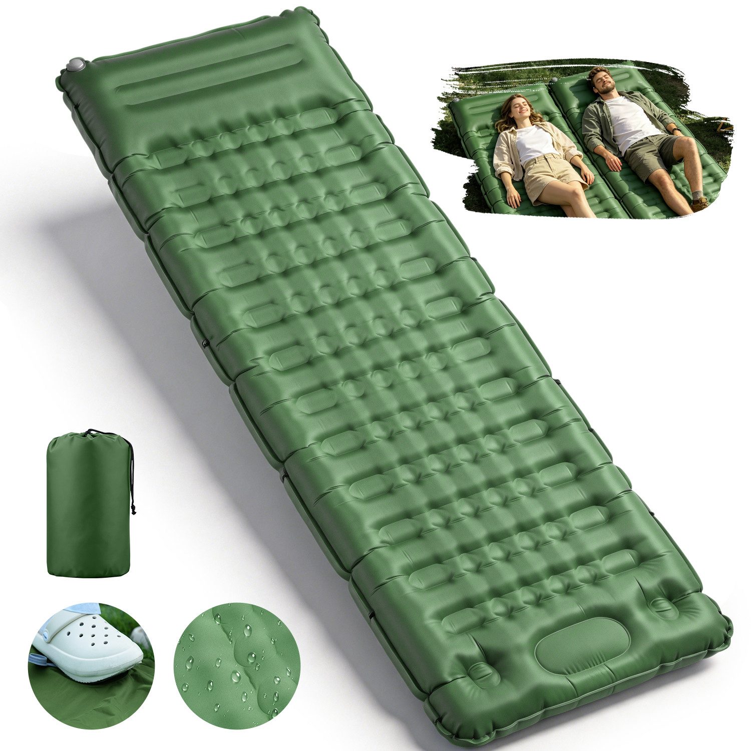 CkeyiN Isomatte Selbstaufblasende Campingmatte für Camping/Outdoor 185*60*10cm, (für 1 Personen, 1-tlg), Campingmatratze Ultraleicht mit Kissen