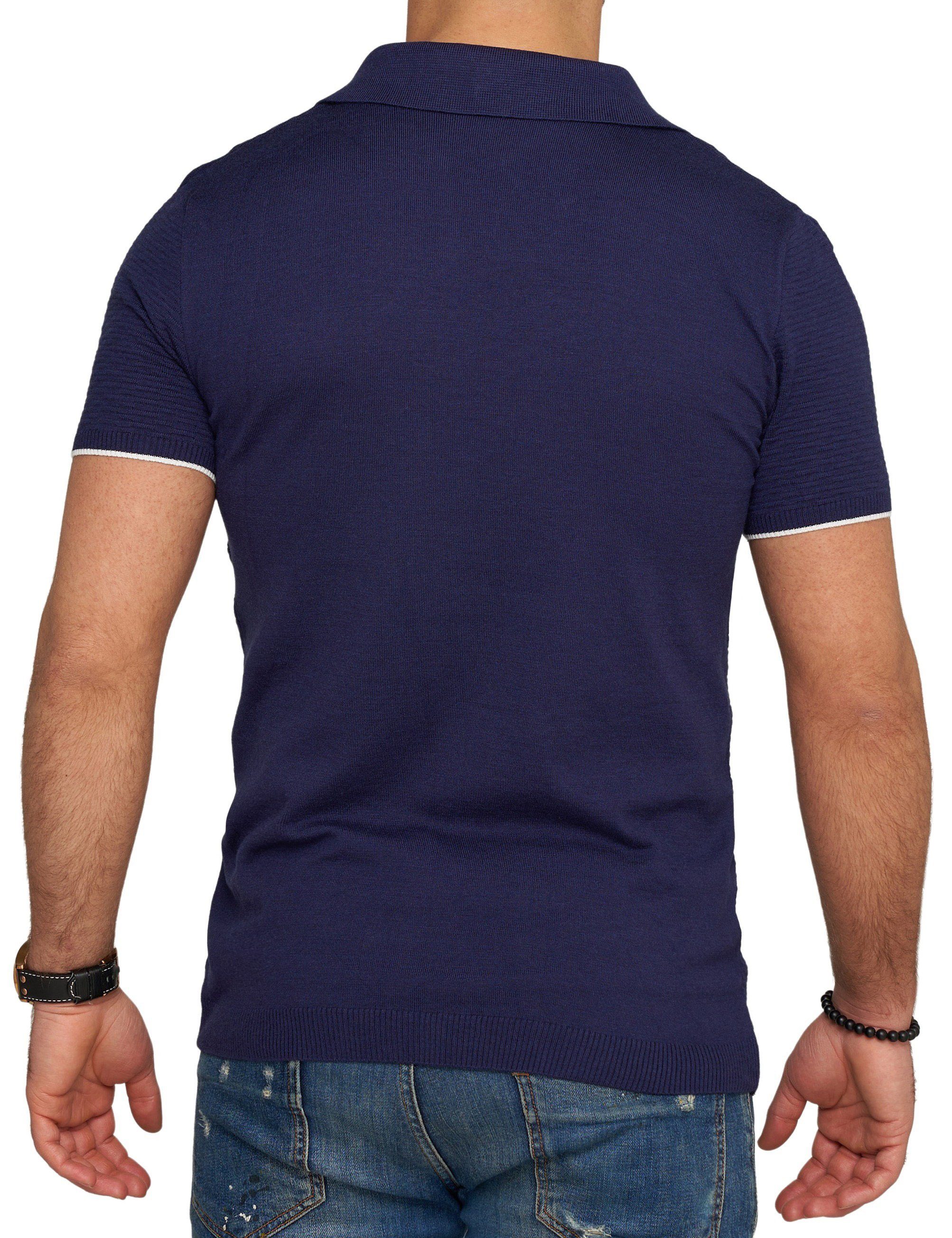 Poloshirt Strick Polo CRMACEIO CARISMA Navy T-Shirt Kurzarm