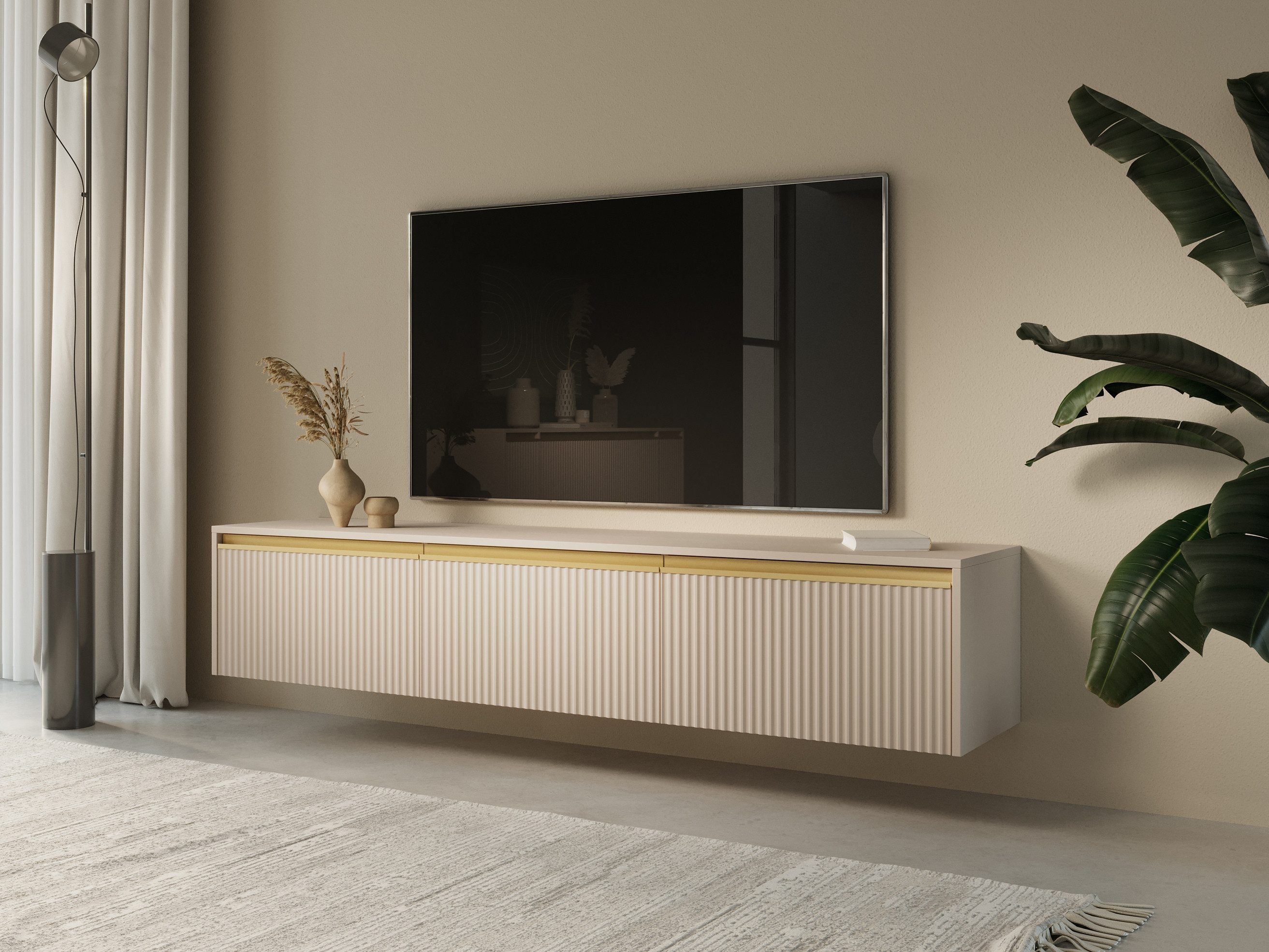 MOEBLO TV-Board Delu 180 (Eleganz und Vielseitigkeit für Ihr Wohnzimmer, stehend oder hängend, Lowboard Fernsehtisch TV-Bank TV Tisch Fernseher Tisch TV Möbel), (BxHxT):180x42x39 cm