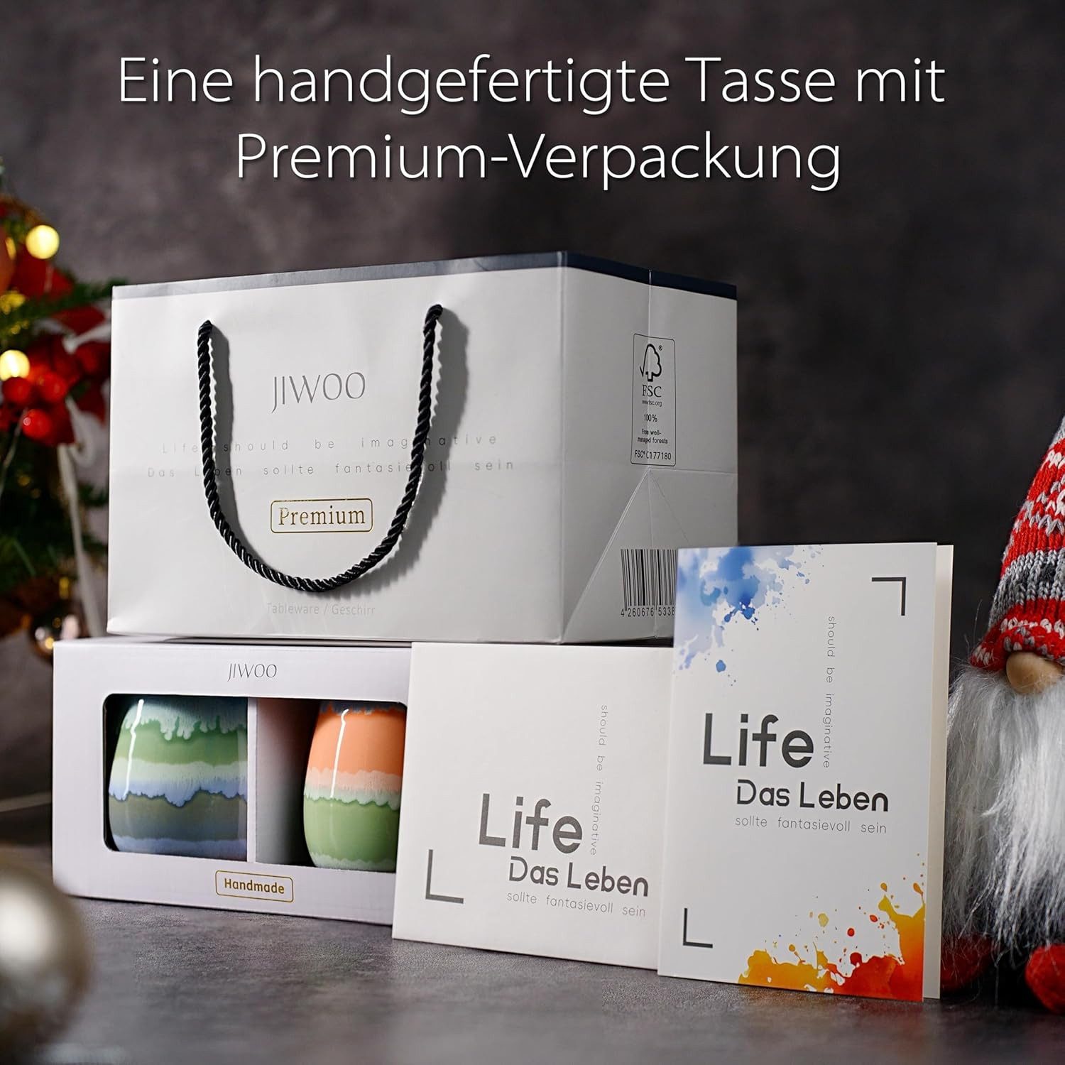 JIWOO Becher 2 Stk 566ml Handgefertigte Kaffeebecher Geschenk-set Tassen Teebecher, 2-tlg., Keramik, Handgefertigt Kafeeservice Mikrowellen- und spülmaschinenfest