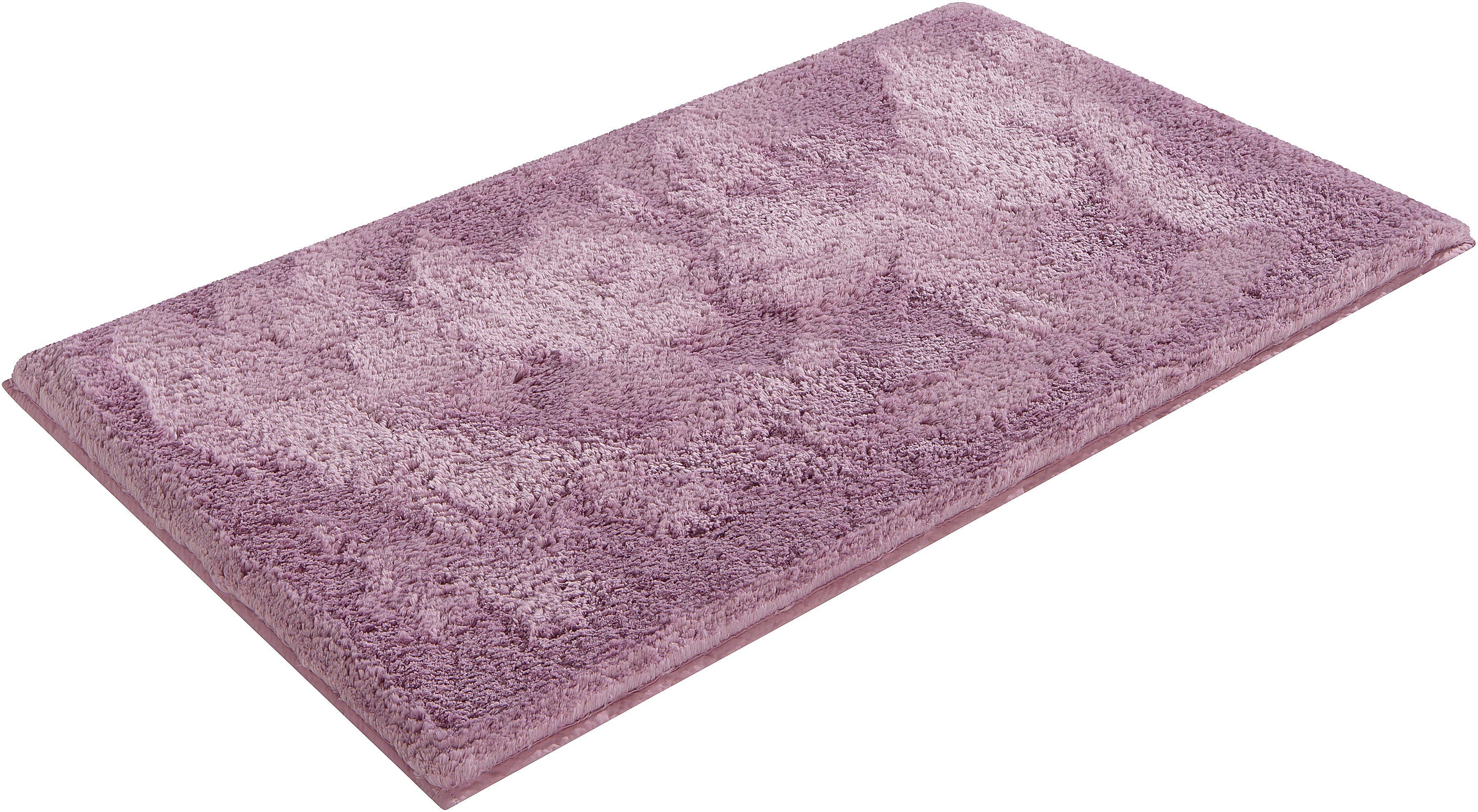 Badematte Jos my home, Höhe 22 mm, rutschhemmend beschichtet, fußbodenheizungsgeeignet, schnell trocknend, Polyester, rechteckig, Badematten in Pastell-Farben, Badteppich als 3 teiliges Set erhältlich purple