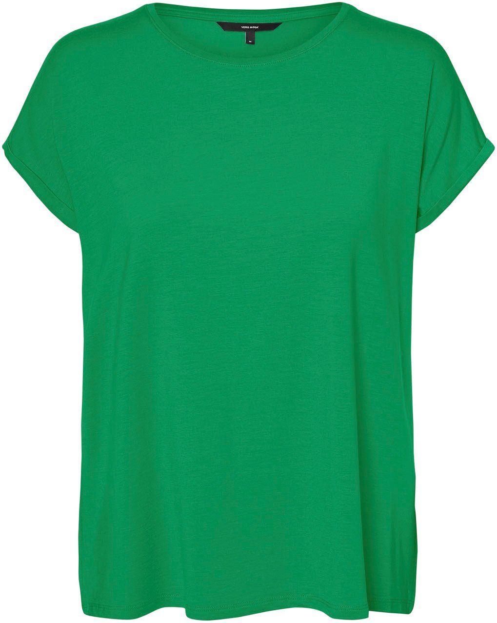 Moda SS Green Rundhalsshirt PLAIN Vero GAJRS TOP NOOS Bright VMAVA