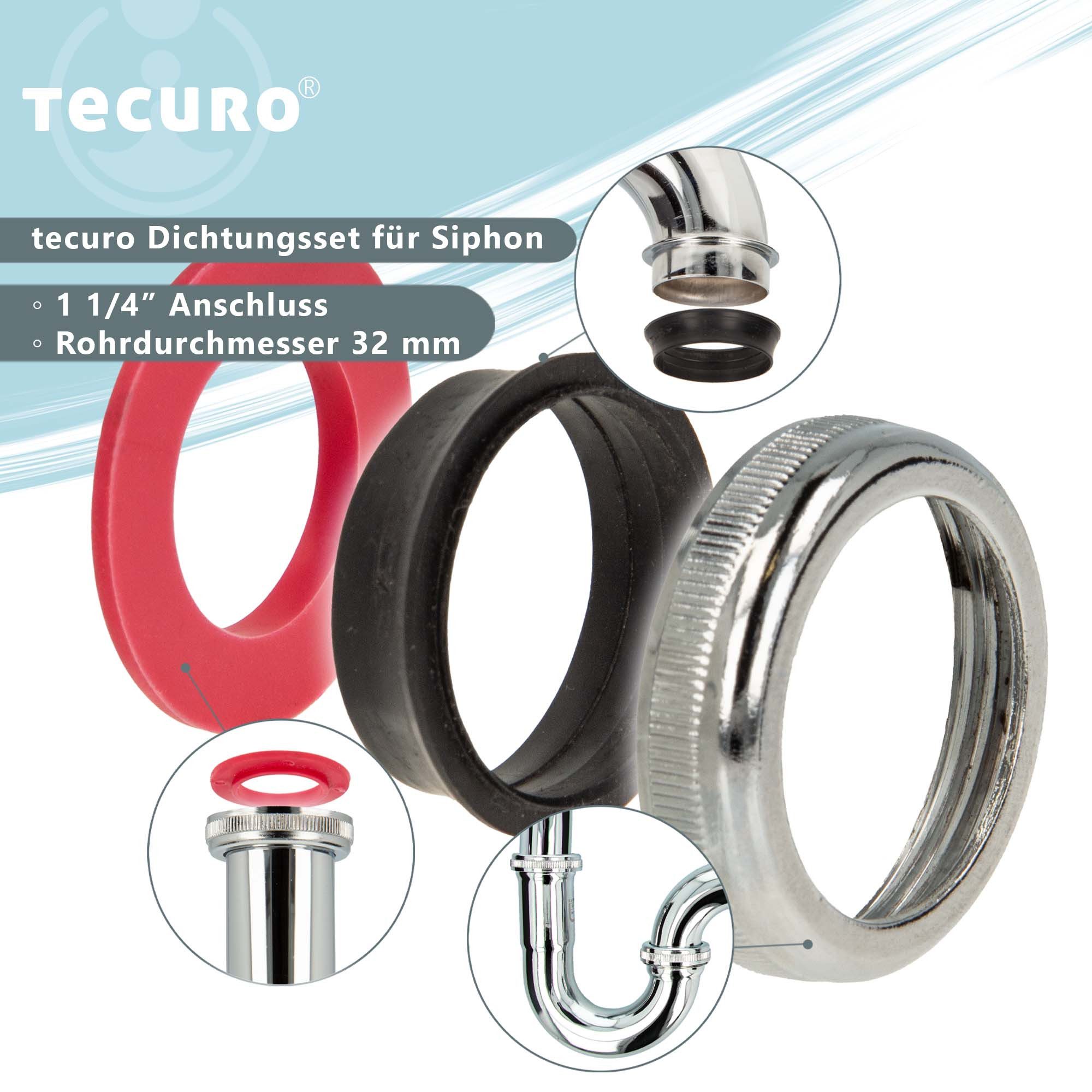 tecuro Siphon Rändelmutter - Verbindungsmutter-Set für 1 1/4 Zoll Waschtisc günstig online kaufen