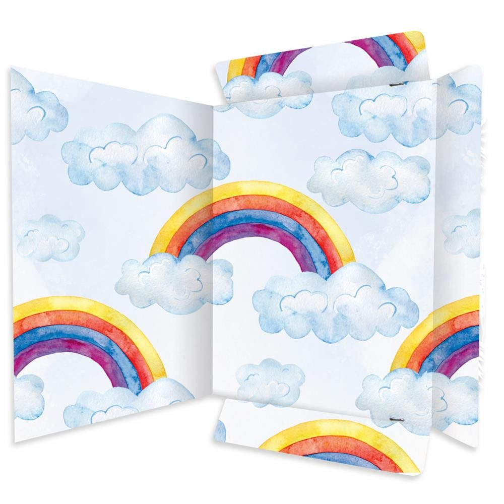 RNK Verlag Organisationsmappe Zeichenmappe DIN A4 Rainbow aus weißem stabilem Karton, Stabiler Karton, Innen- und Außendruck, Regenbogenmotiv