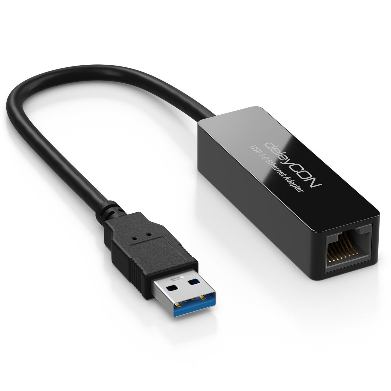 deleyCON »deleyCON LAN Adapter USB 3.0 Netzwerkadapter Gigabit USB A auf RJ45 Schwarz