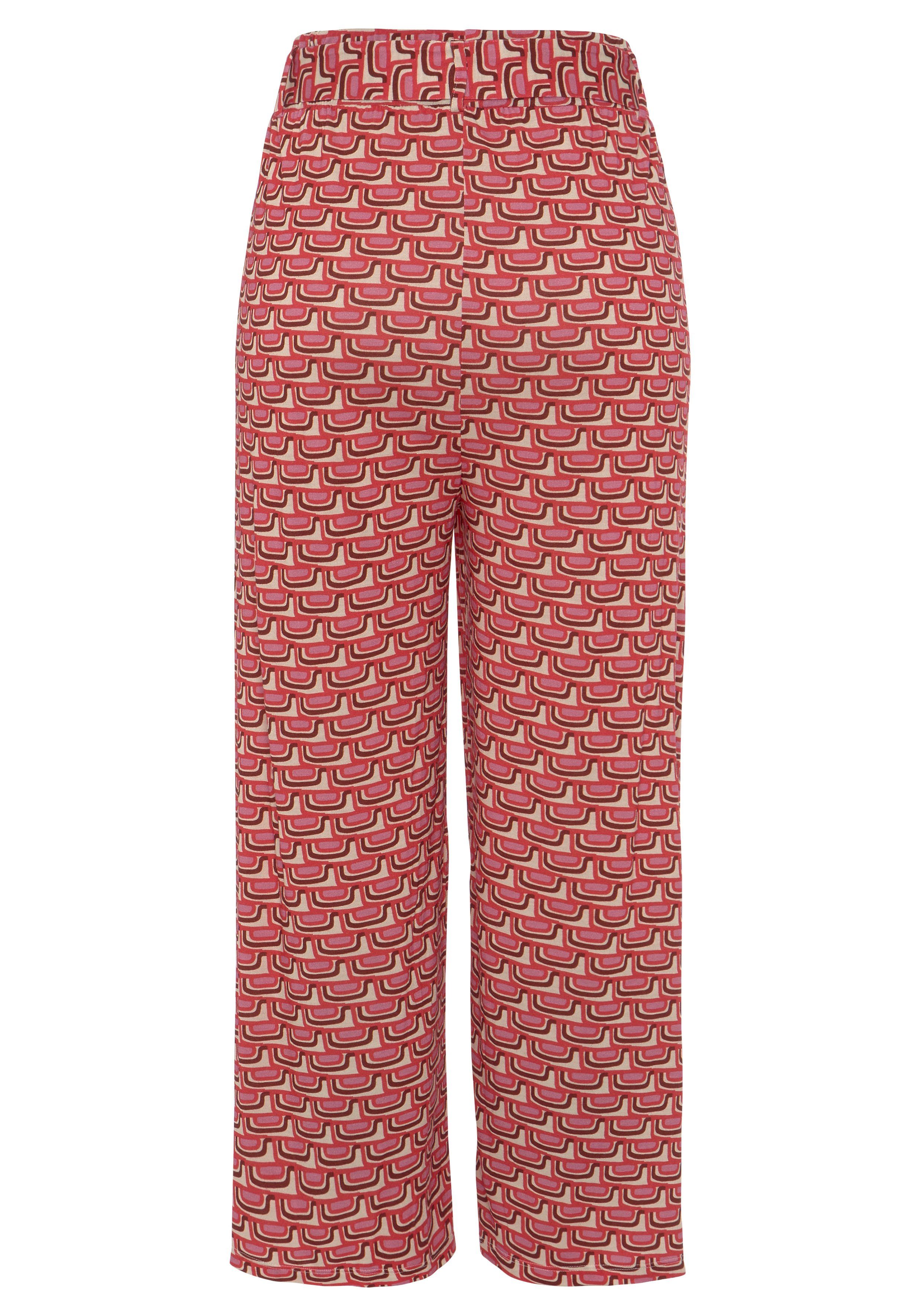 Vivance Culotte in weitem, bequemen Schnitt (mit Bindegürtel) mit Retroprint, leichte Jerseyhose, luftige Sommerhose, Schlupfhose