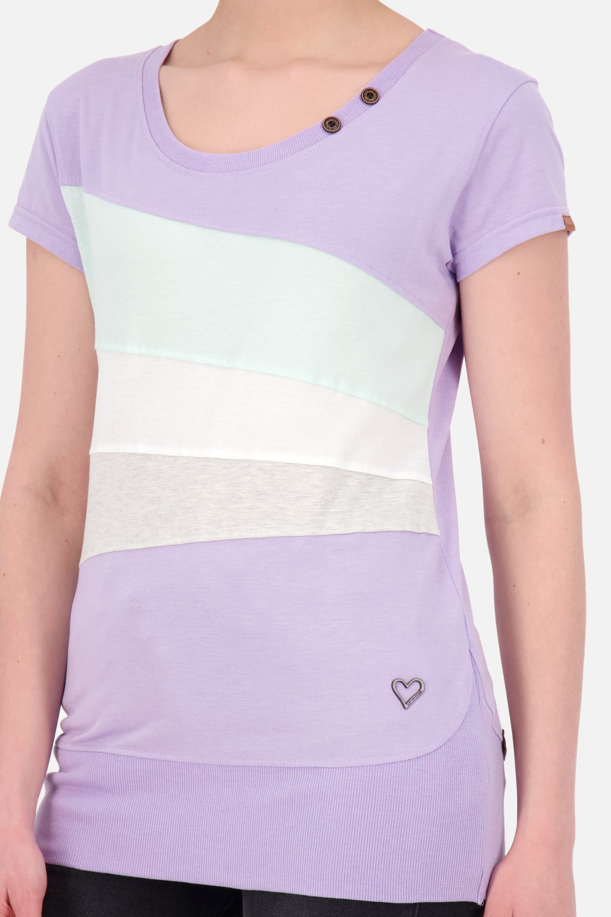 Alife & Kickin Rundhalsshirt ClementinaAK Shirt Damen A digital lavender melange Kurzarmshirt, Shirt