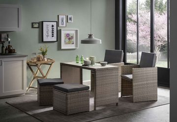 dynamic24 Sitzgruppe, Sitzgruppe Polyrattan Grau