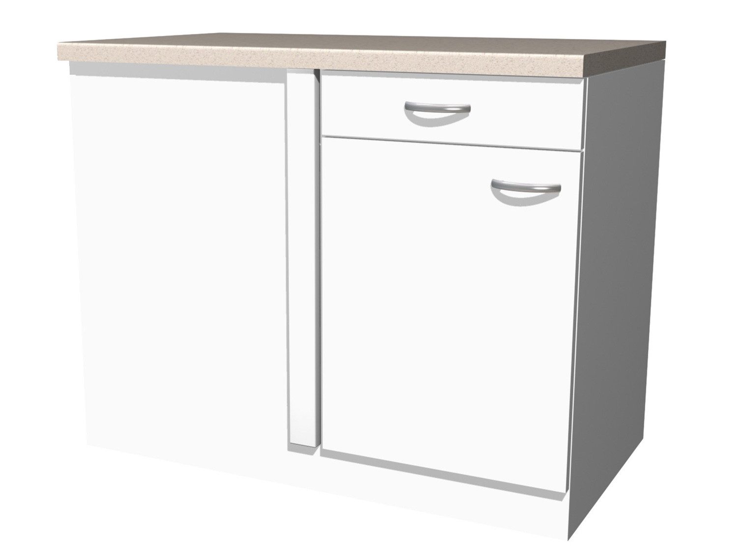Flex-Well Eckunterschrank Eckunterschrank Küche - 110 cm breit - Weiß – Witus