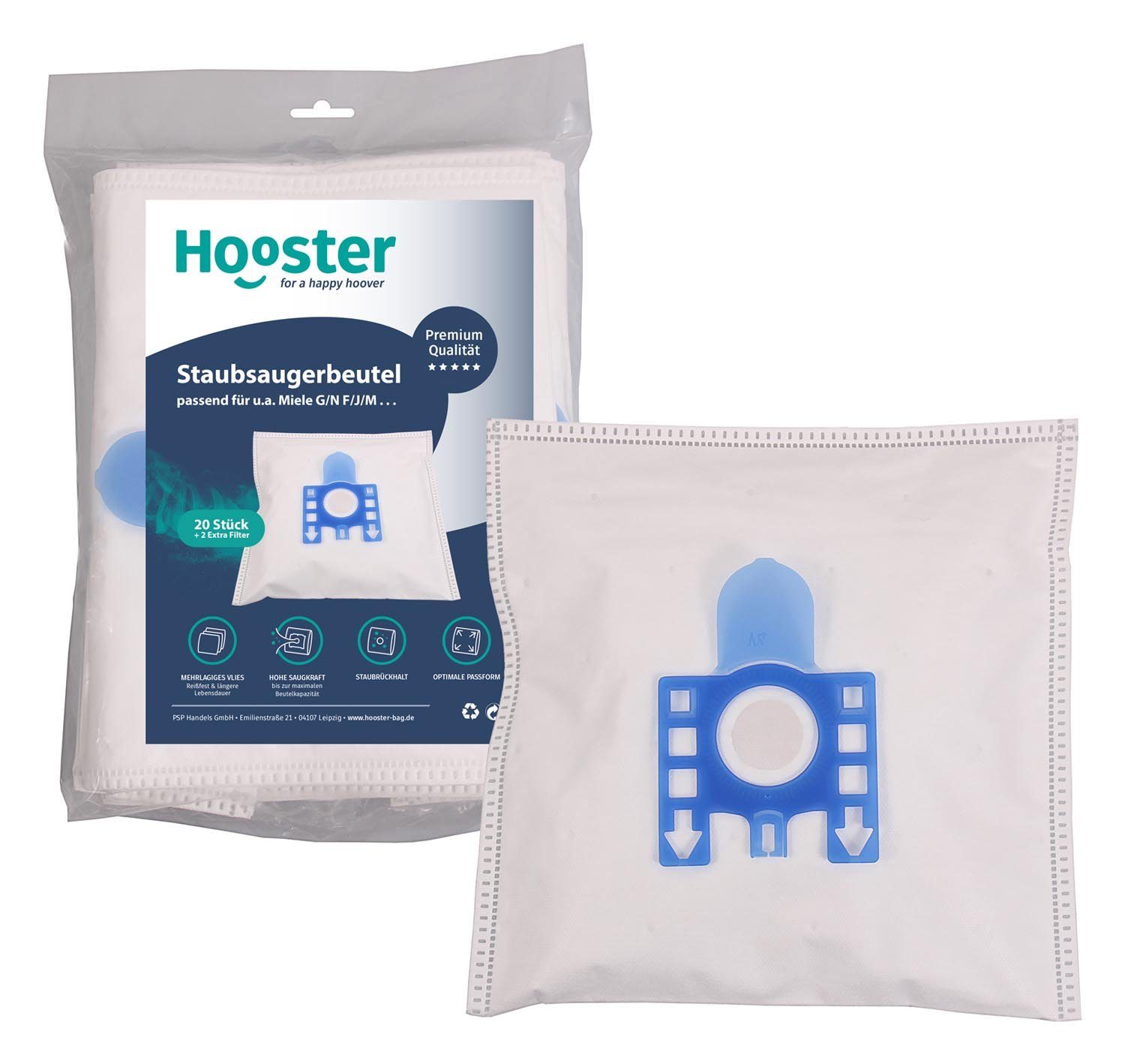 Hooster Staubsaugerbeutel passend für Miele Mi 170 / Mi170 Plastik Aufsatz, 20 St., mehrlagiges Premium Vlies für hohes Saugvermögen