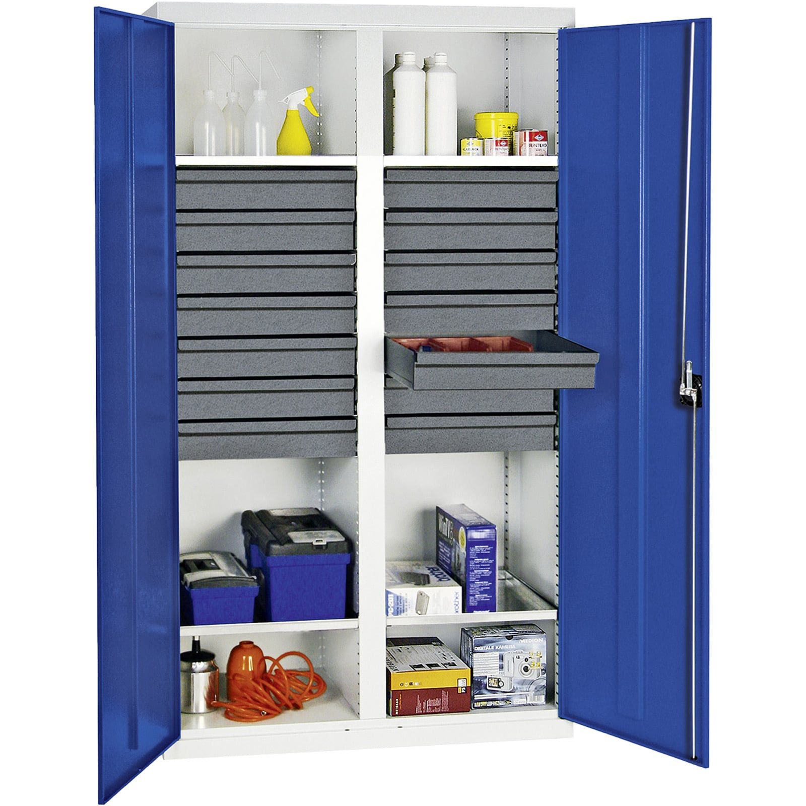 STUMPF Ablageregal Stumpf Werkzeug- und Materialschrank Serie 3000 lichtgrau / enzianblau