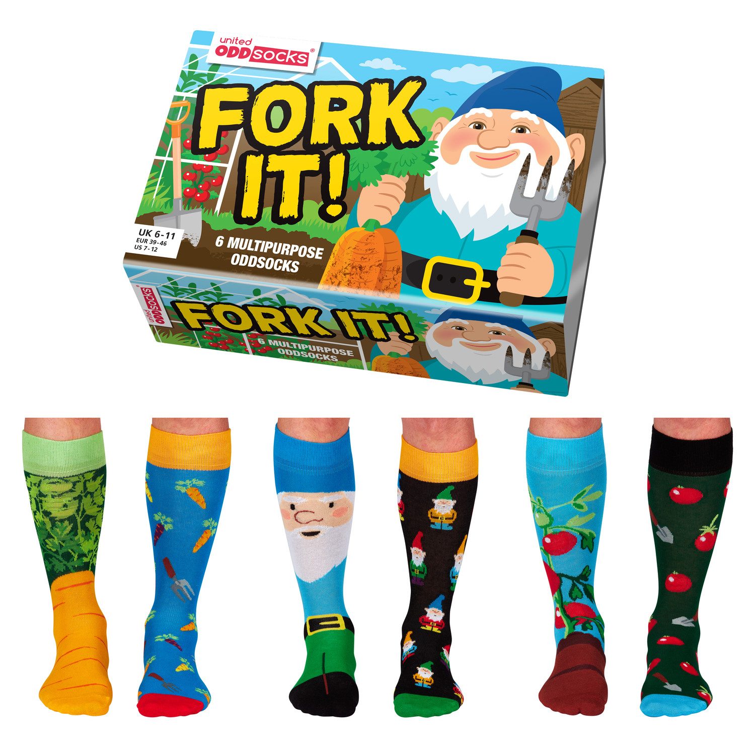Freizeitsocken Fork It Gärtner Oddsocks Socken in 39-46 im 6er Set