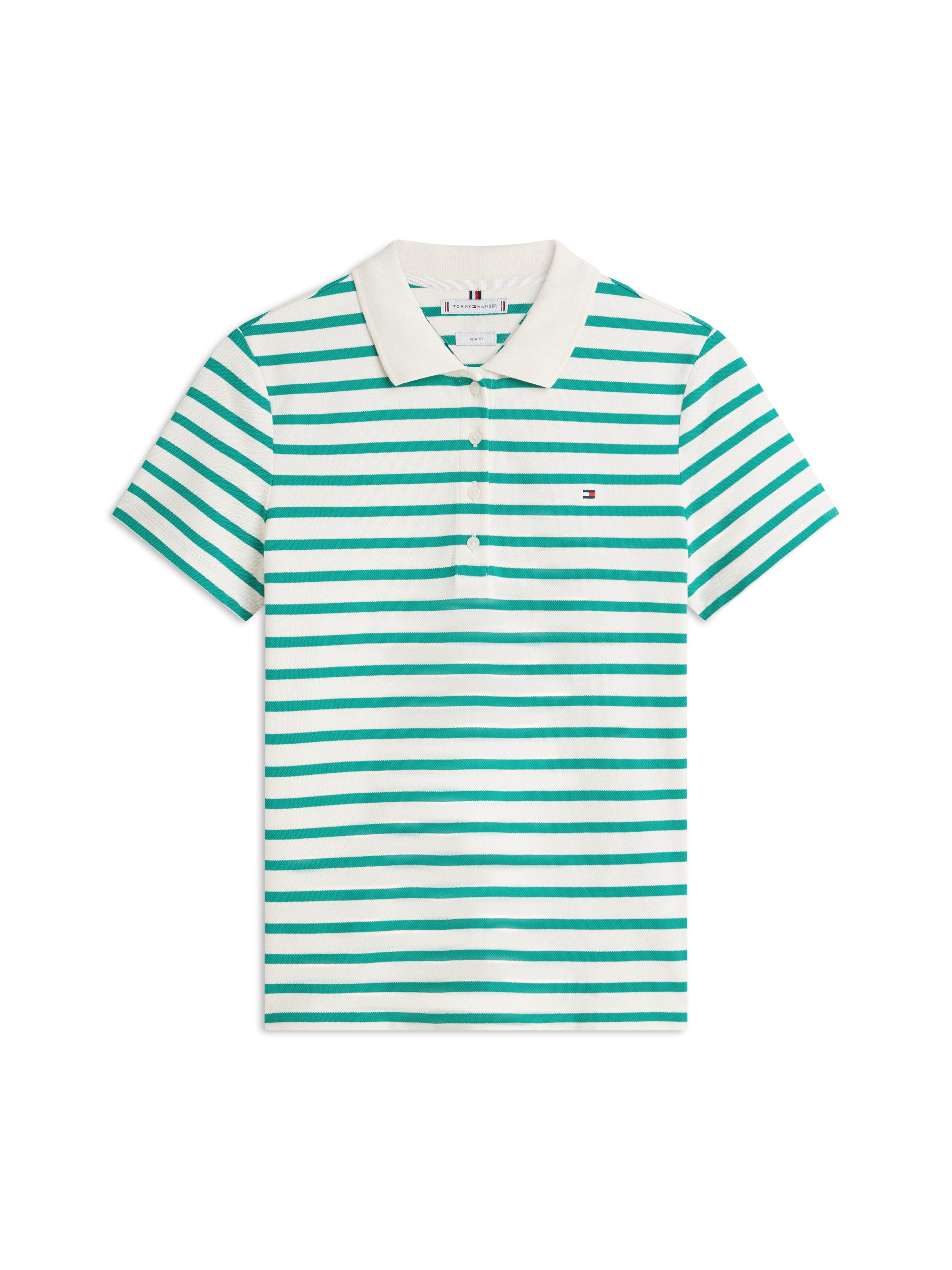 Tommy Hilfiger Poloshirt 1985 Slim Fit Pique Premium mit Logostickerei, Seitenschlitze – Bild 5 von 5