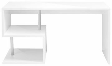 möbelando Schreibtisch Esse Angolo (BxHxT: 140x75x60 cm), in weiß mit einem Einlegeboden