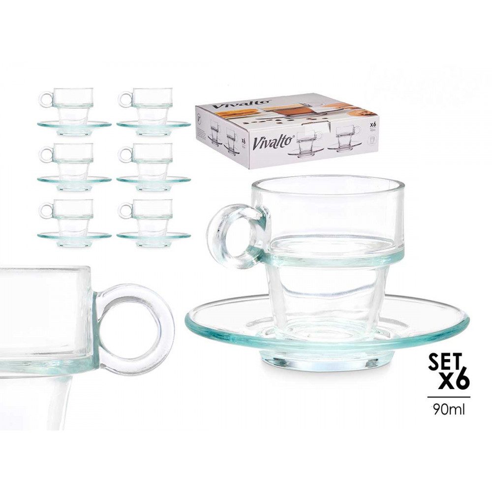 Espressoglas Espresso Tassen 12 tlg Set Espressotassen mit Untertasse Mokka Gläser