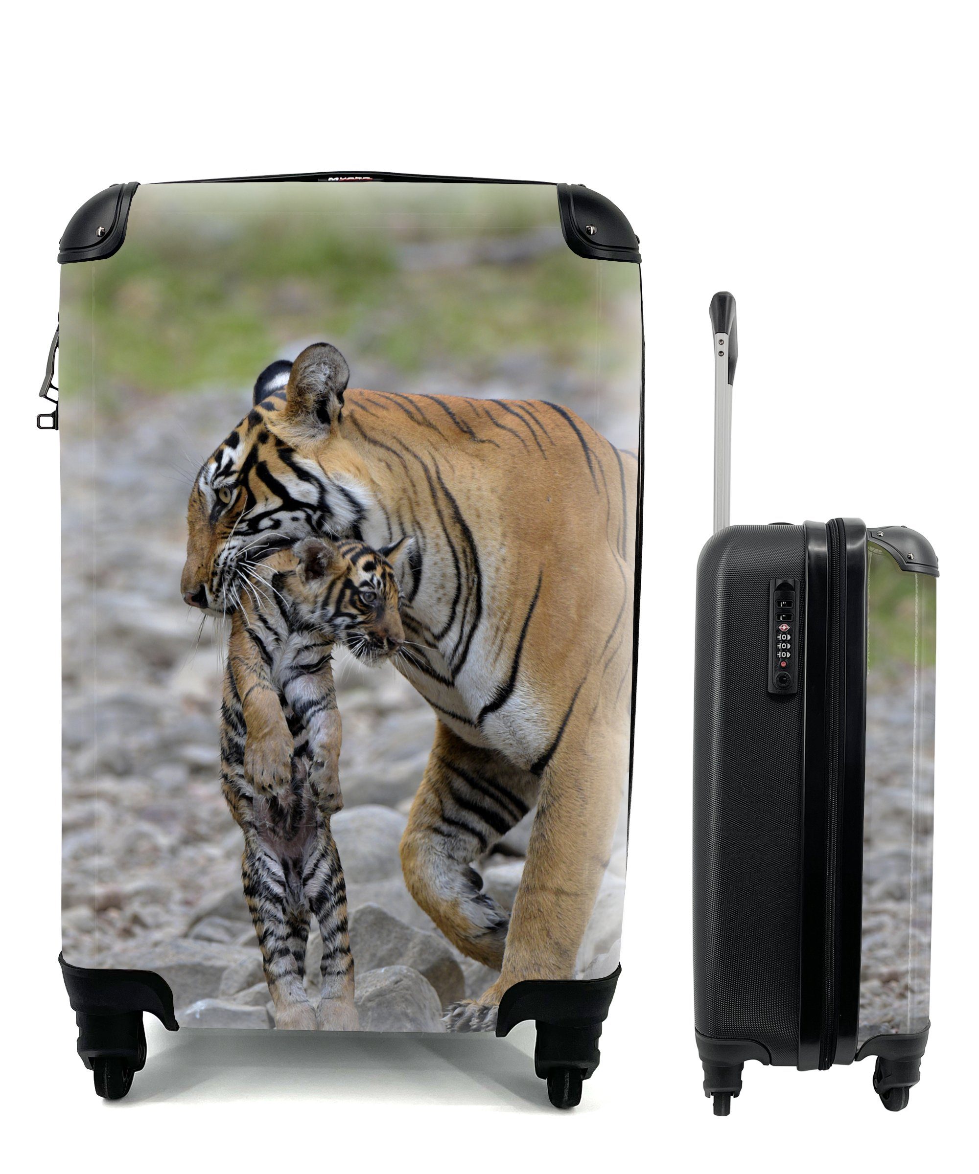 Versandhandel MuchoWow Handgepäckkoffer Tigerin Jungtier, für ihrem Trolley, Ferien, mit Reisetasche Handgepäck mit 4 Rollen, Reisekoffer rollen