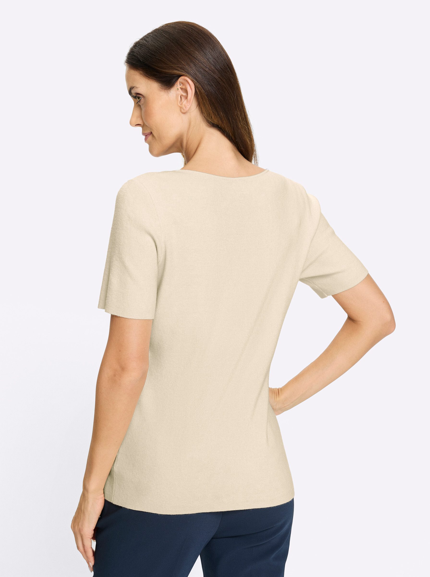 heine Pullover Kurzarm Feinstrick, Rippoptik